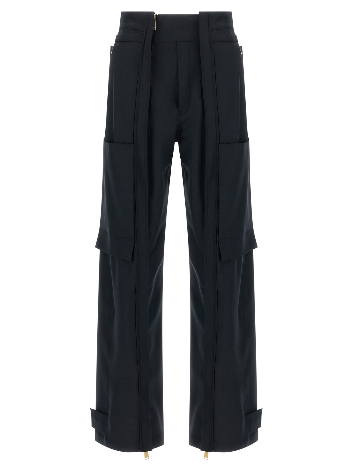 Blue Polyester Cargo Pants
