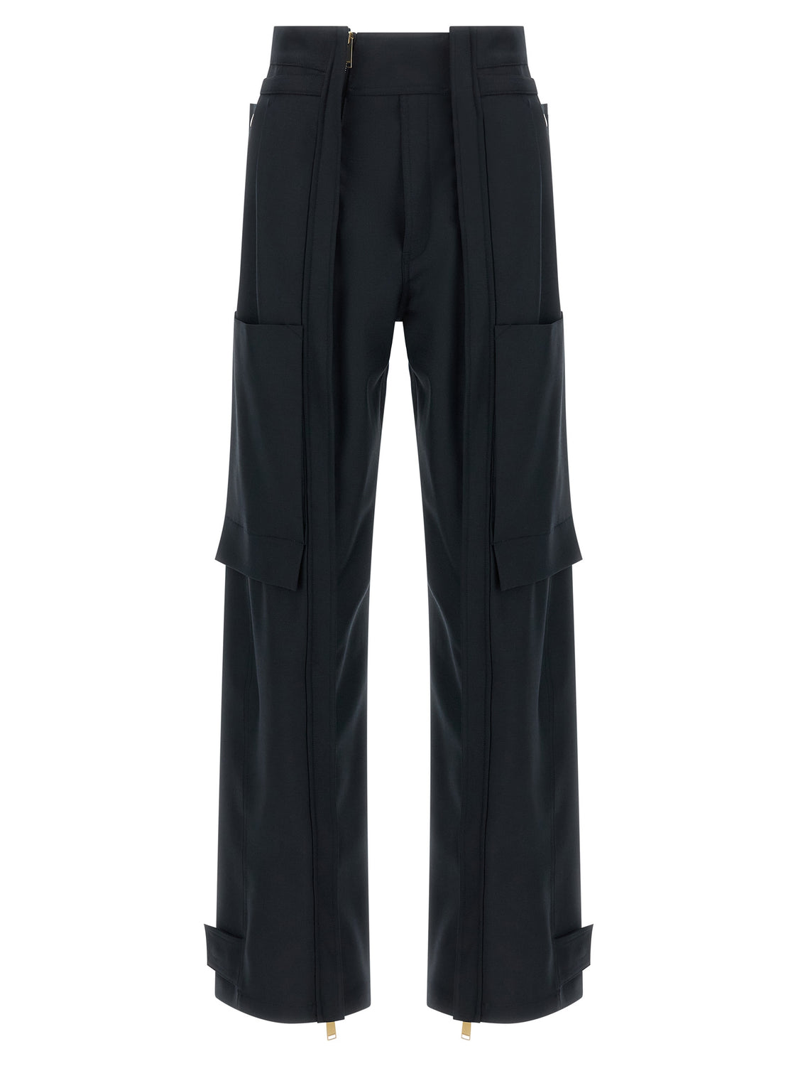 Blue Polyester Cargo Pants