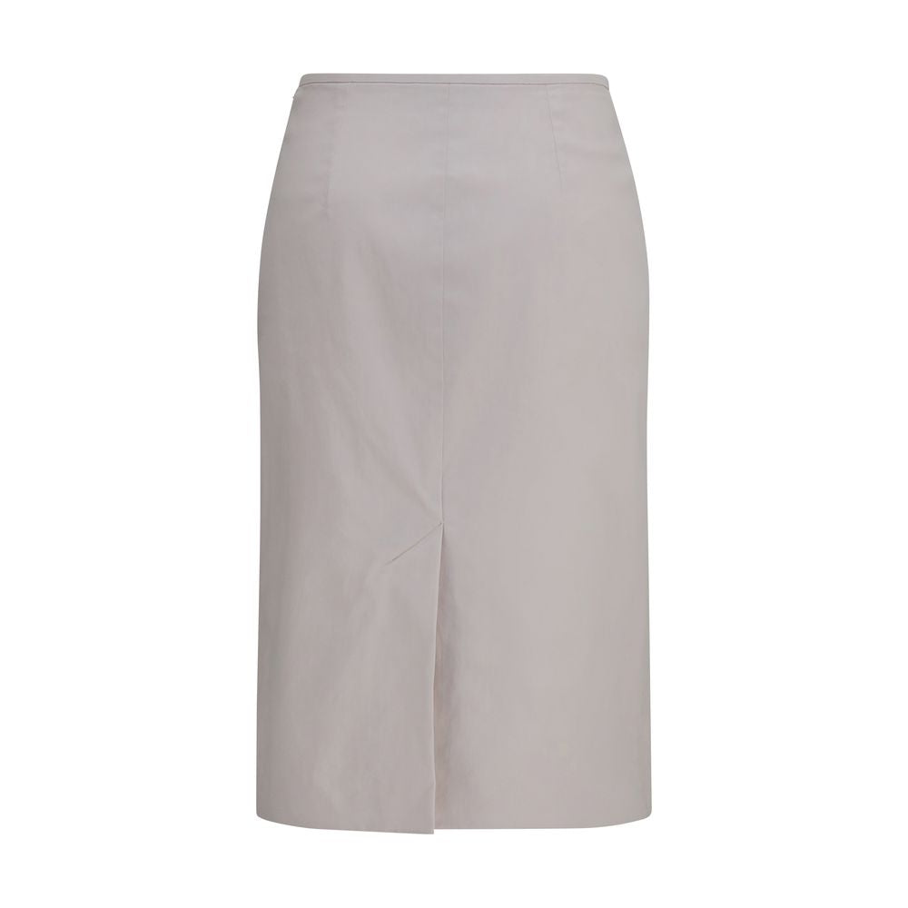 Gray Cotton Midi Skirt