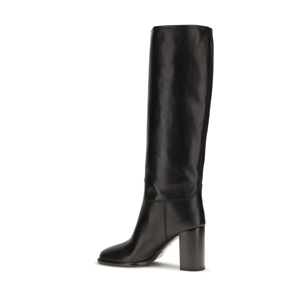Black Calf Leather Bos Taurus High Heel Boots