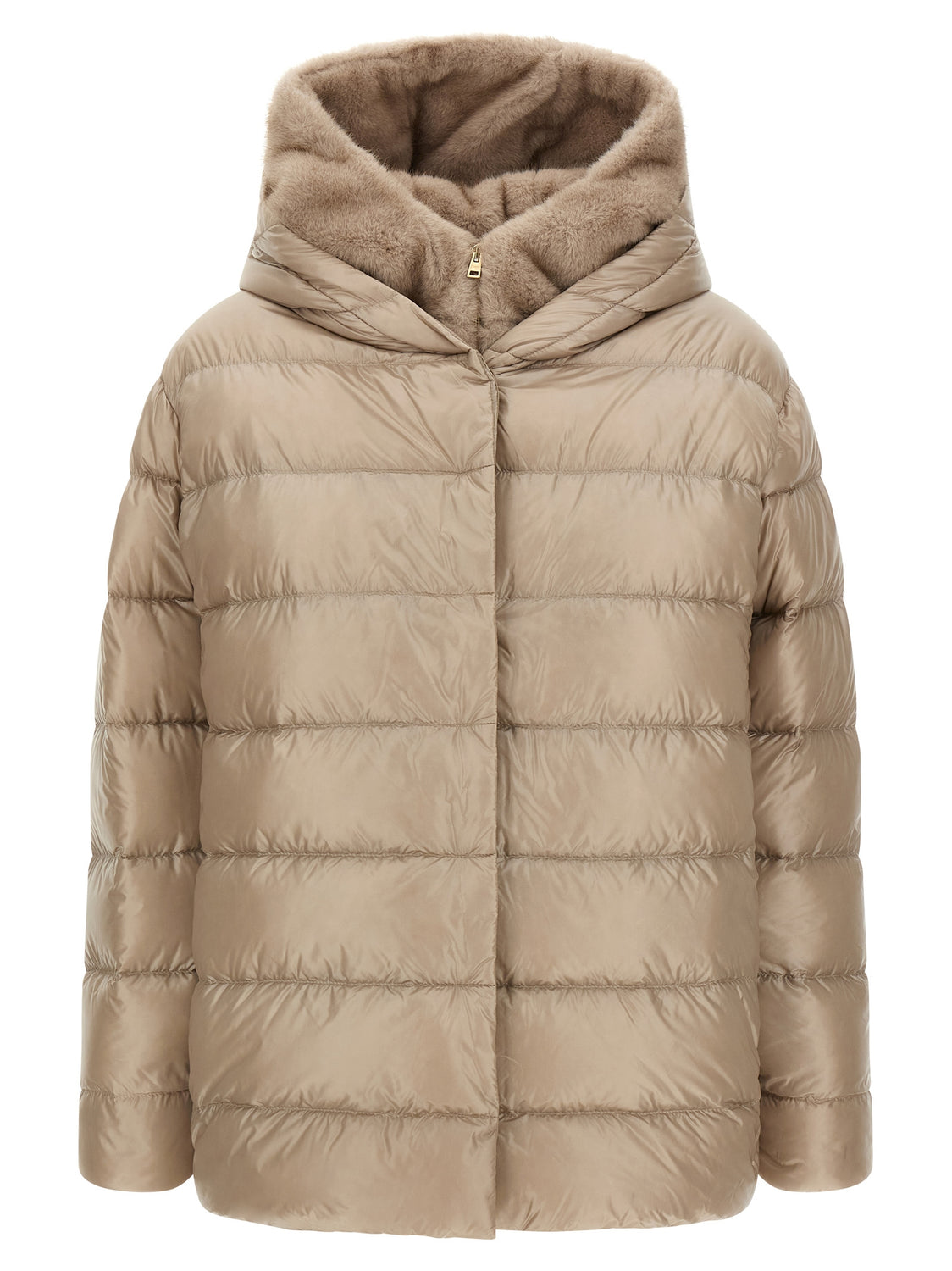 Beige Polyamide Full-Length Jacket