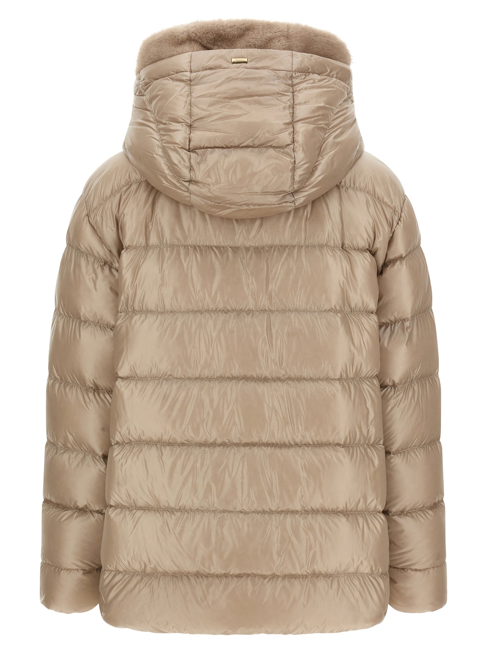 Beige Polyamide Full-Length Jacket
