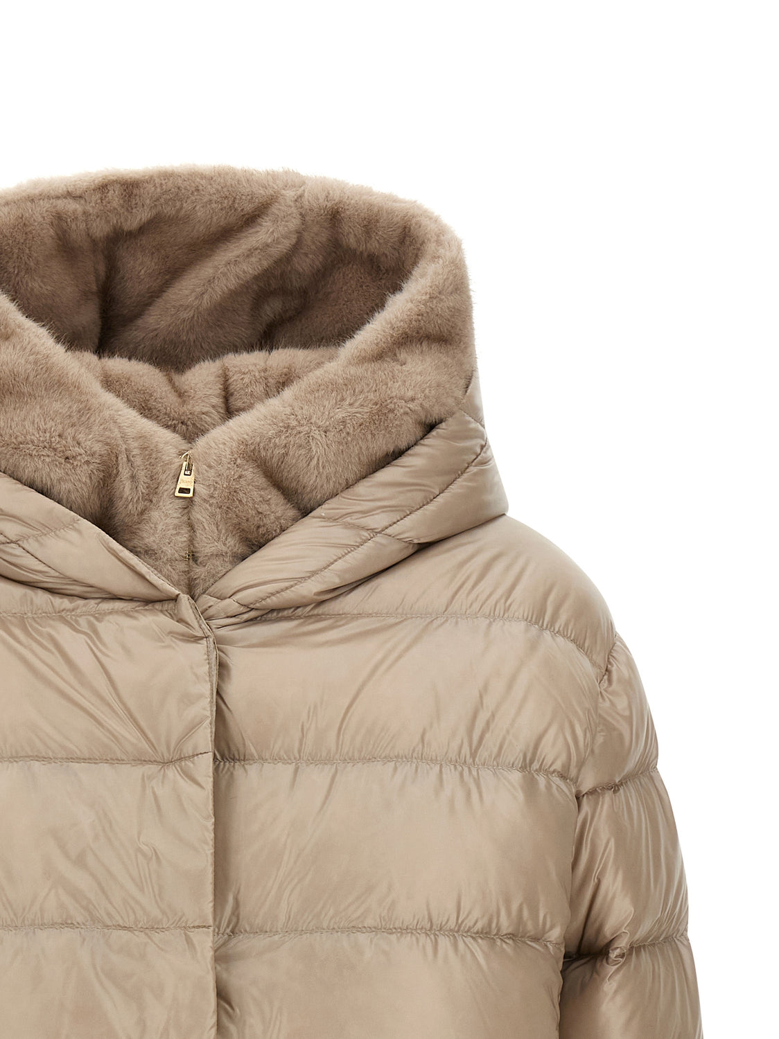 Beige Polyamide Full-Length Jacket