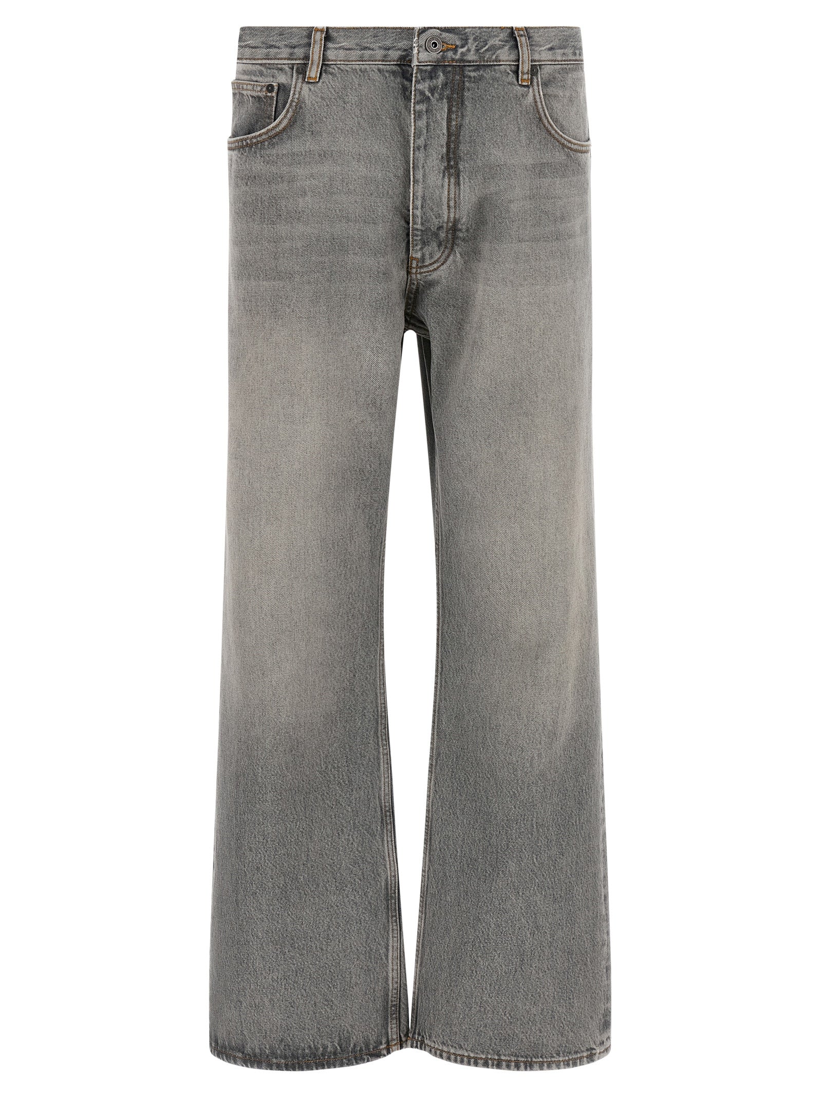 Gray Cotton Relaxed Fit Jeans