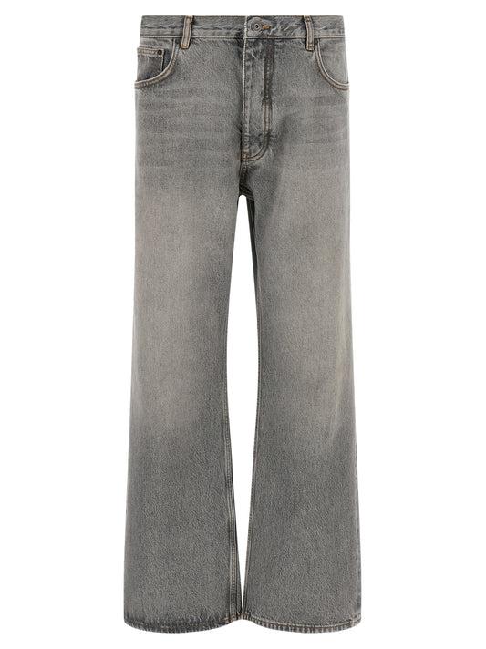 Gray Cotton Relaxed Fit Jeans