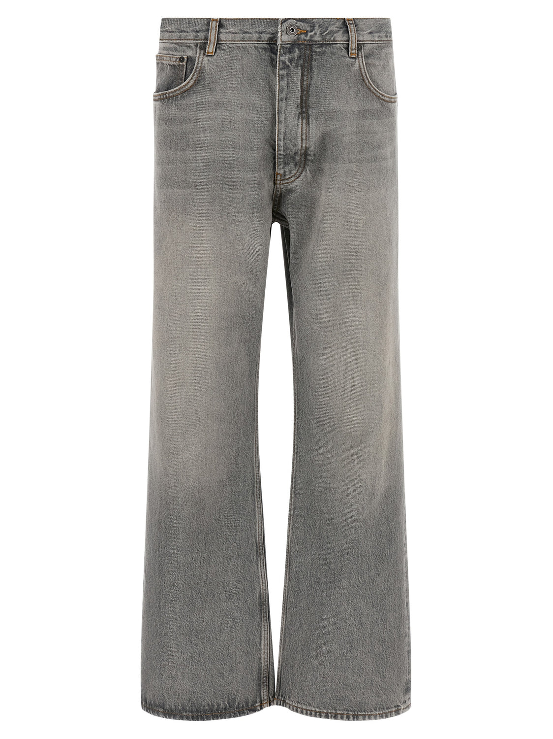 Gray Cotton Relaxed Fit Jeans