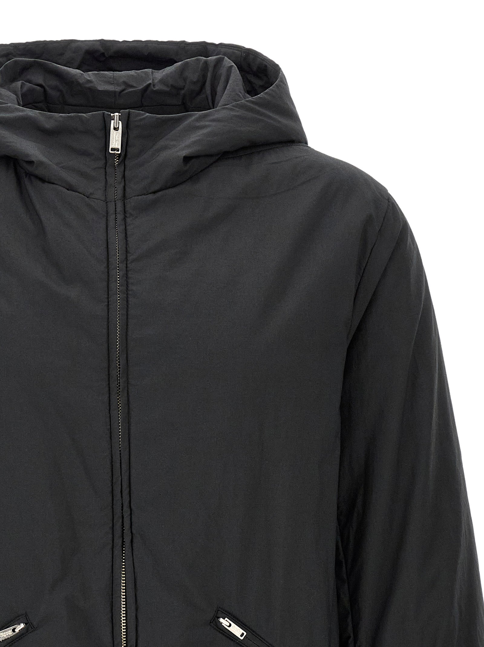 Black Cotton Full-Length Jacket