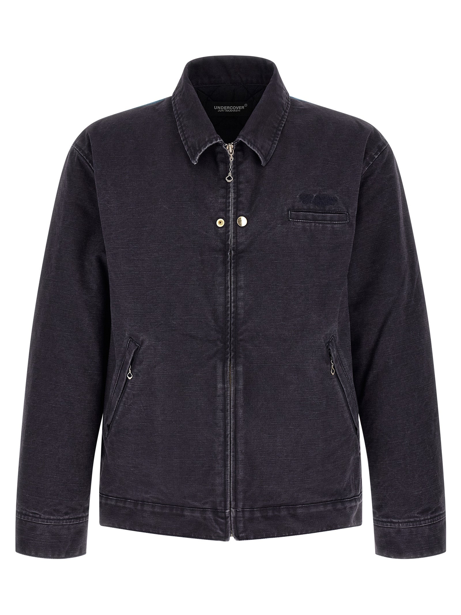 Blue Cotton Full-Length Jacket