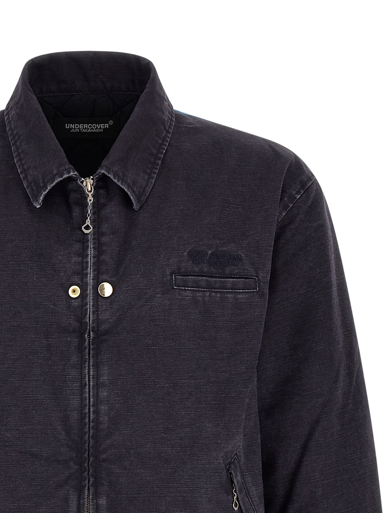 Blue Cotton Full-Length Jacket
