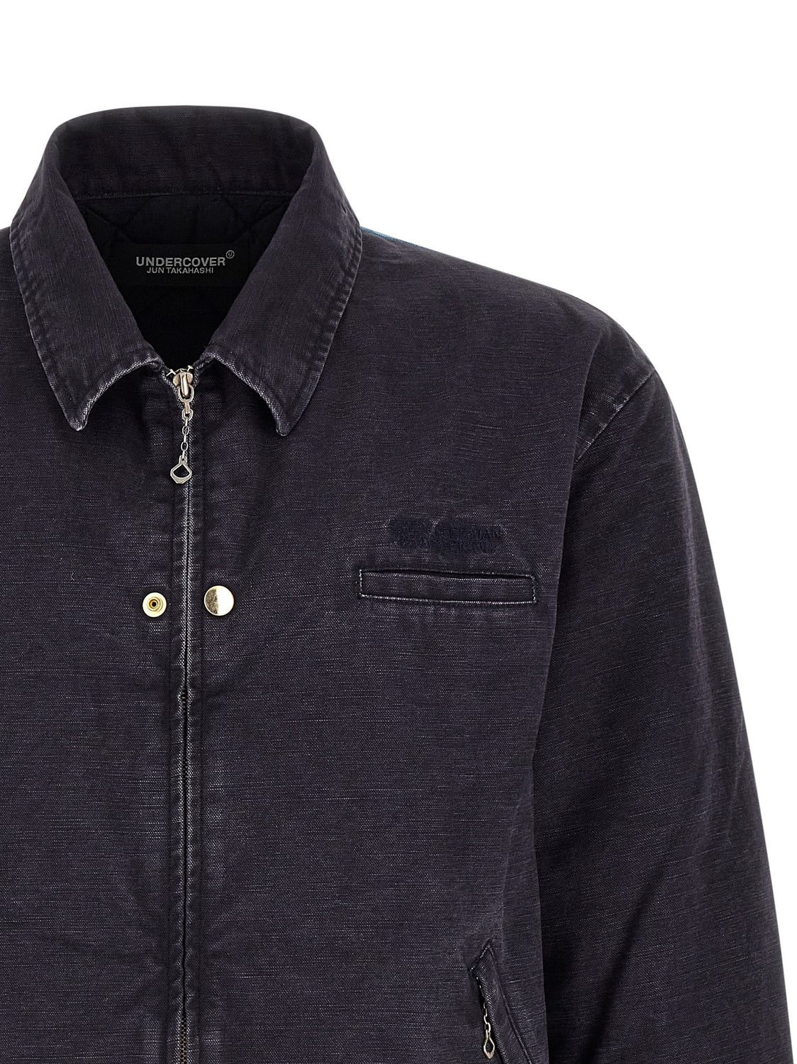 Blue Cotton Full-Length Jacket