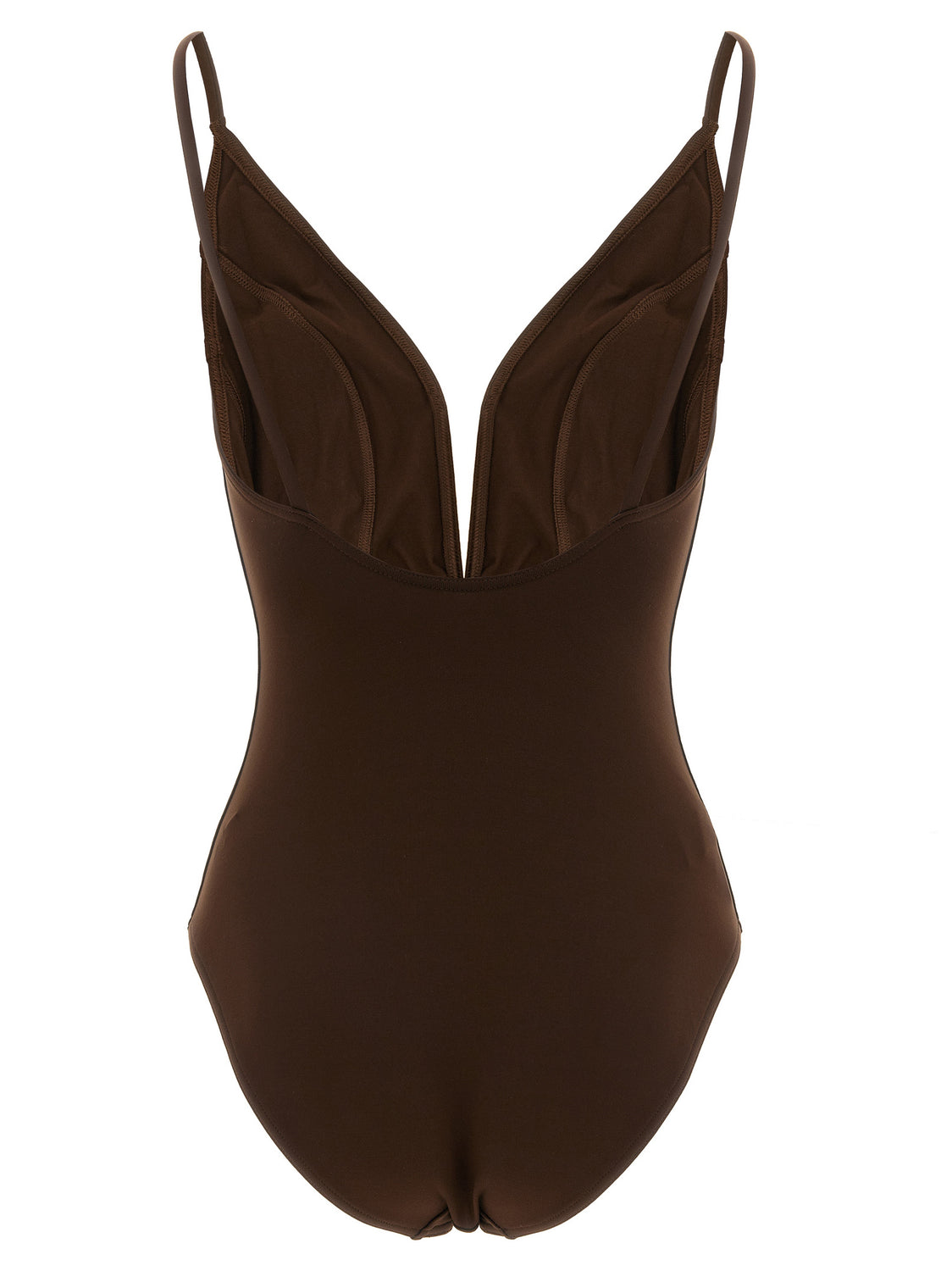 Brown Polyamide One-Piece Swimsuit