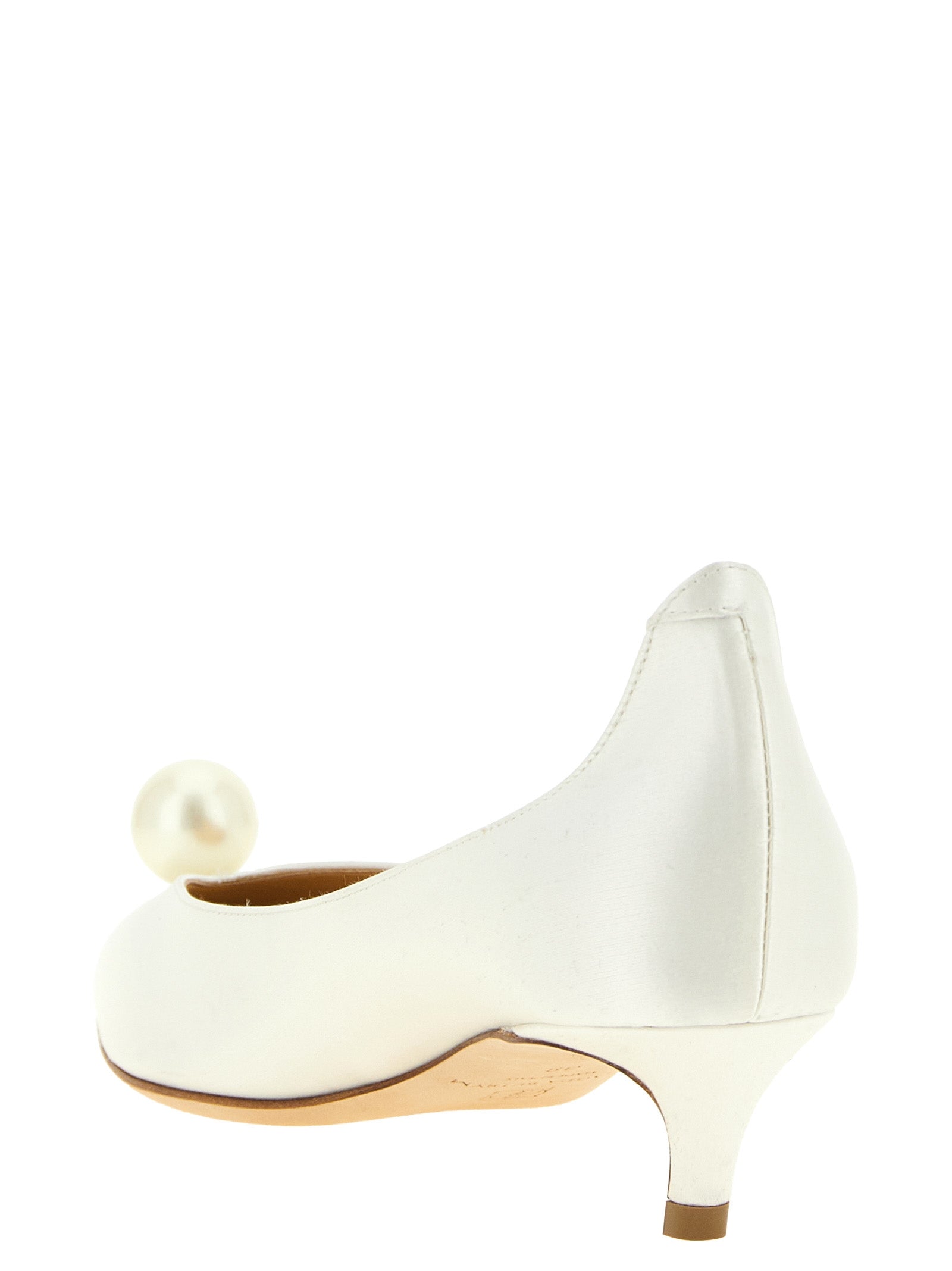 White Viscose Mid Heel Pumps
