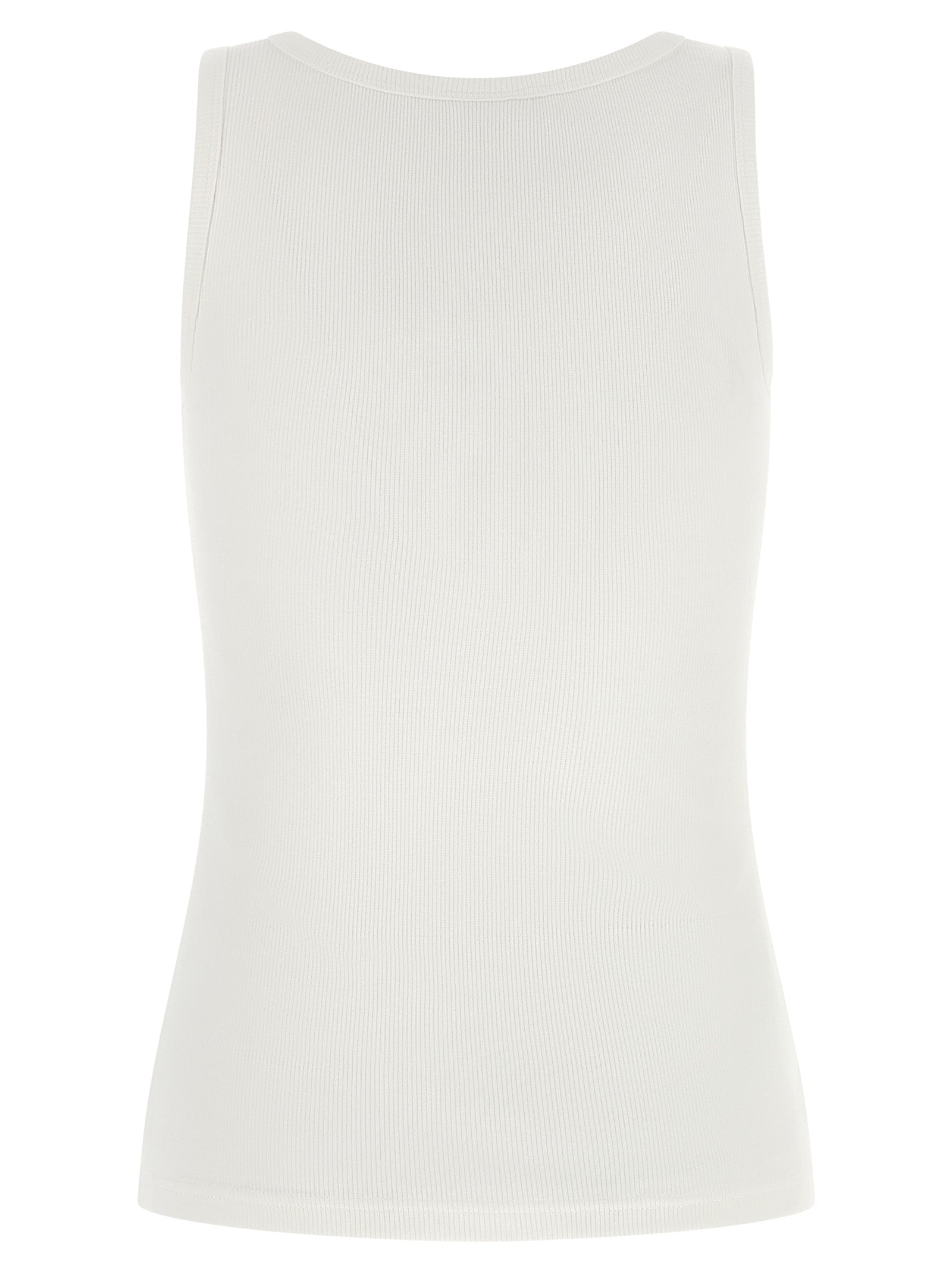 White Cotton Sleeveles T-Shirt