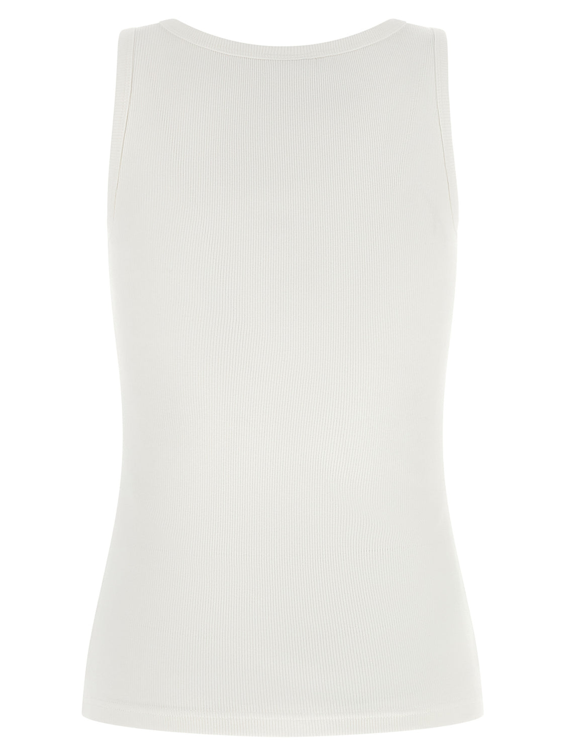 White Cotton Sleeveles T-Shirt