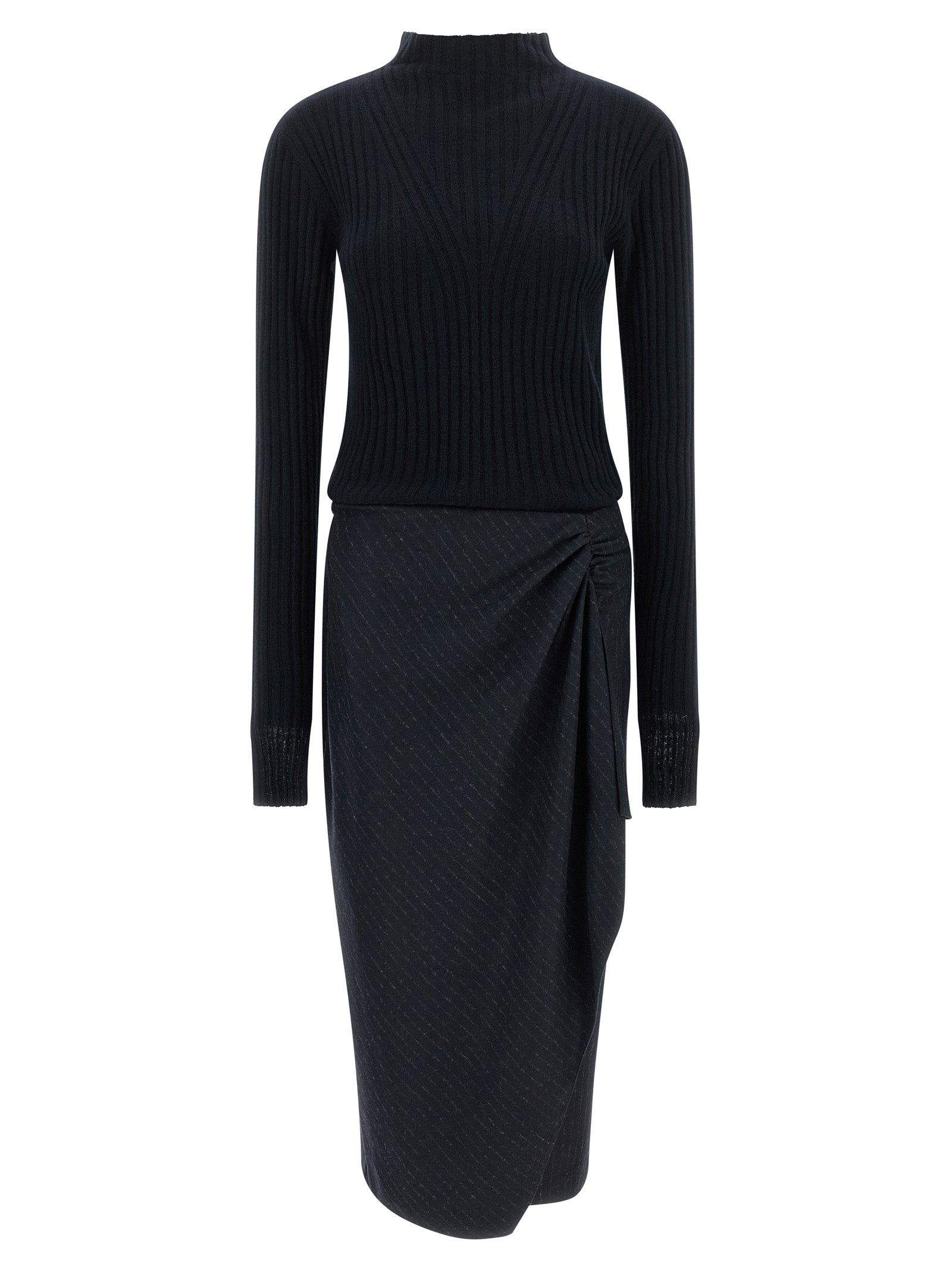 Blue Polyester Midi Dress