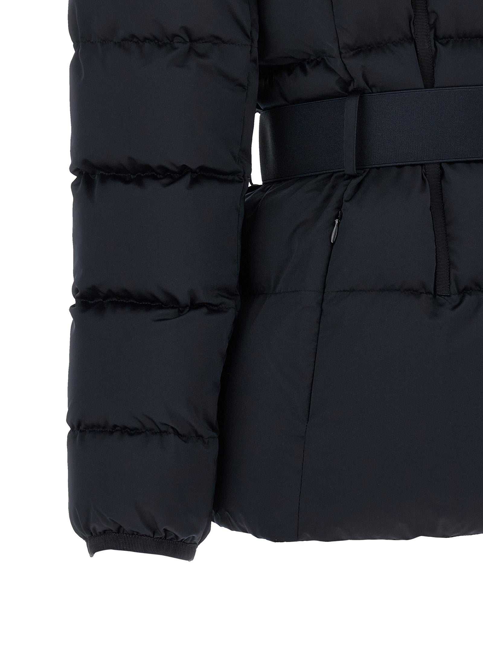 Black Polyester Full-Length Jacket