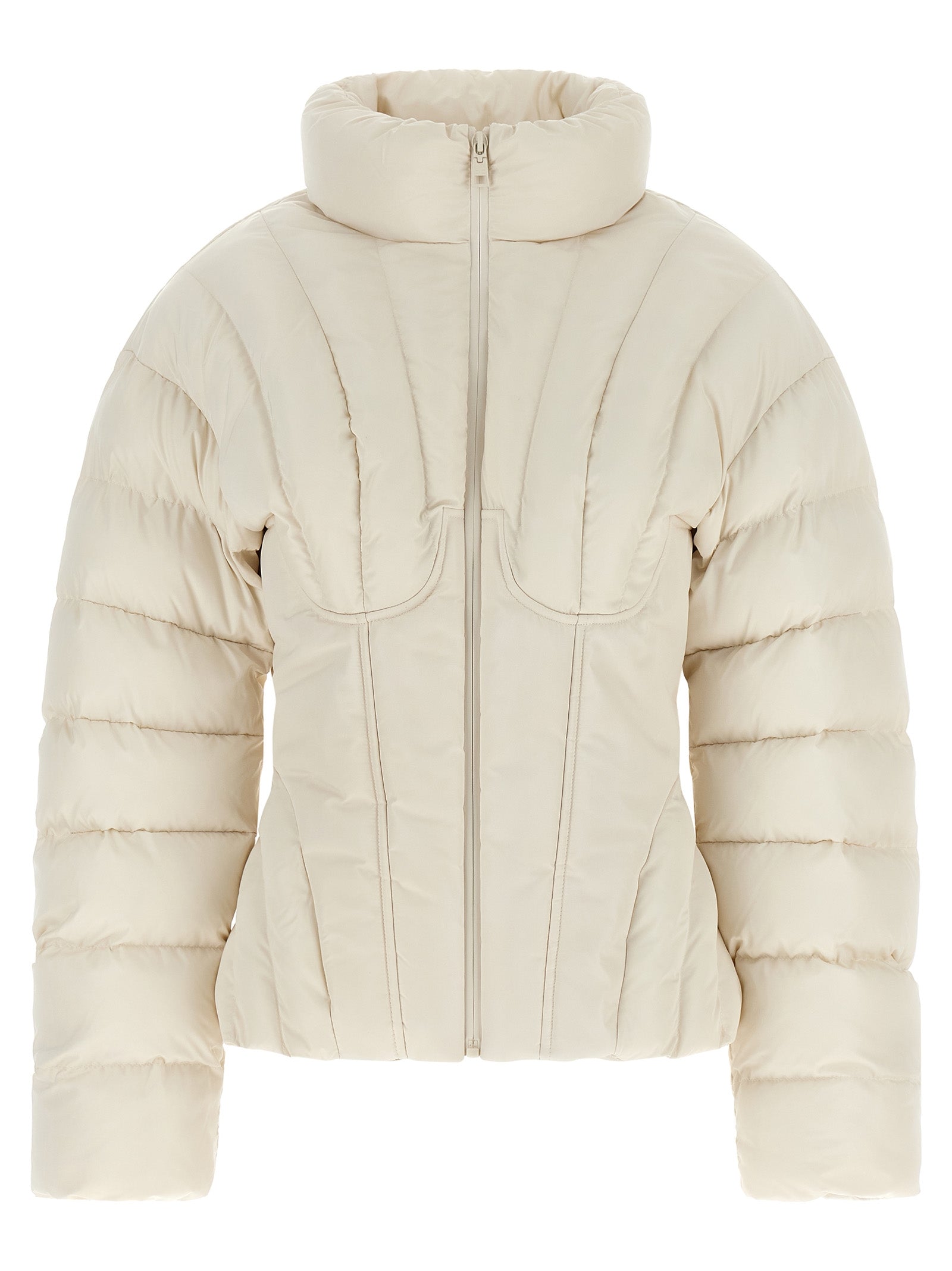 White Polyester Full-Length Jacket