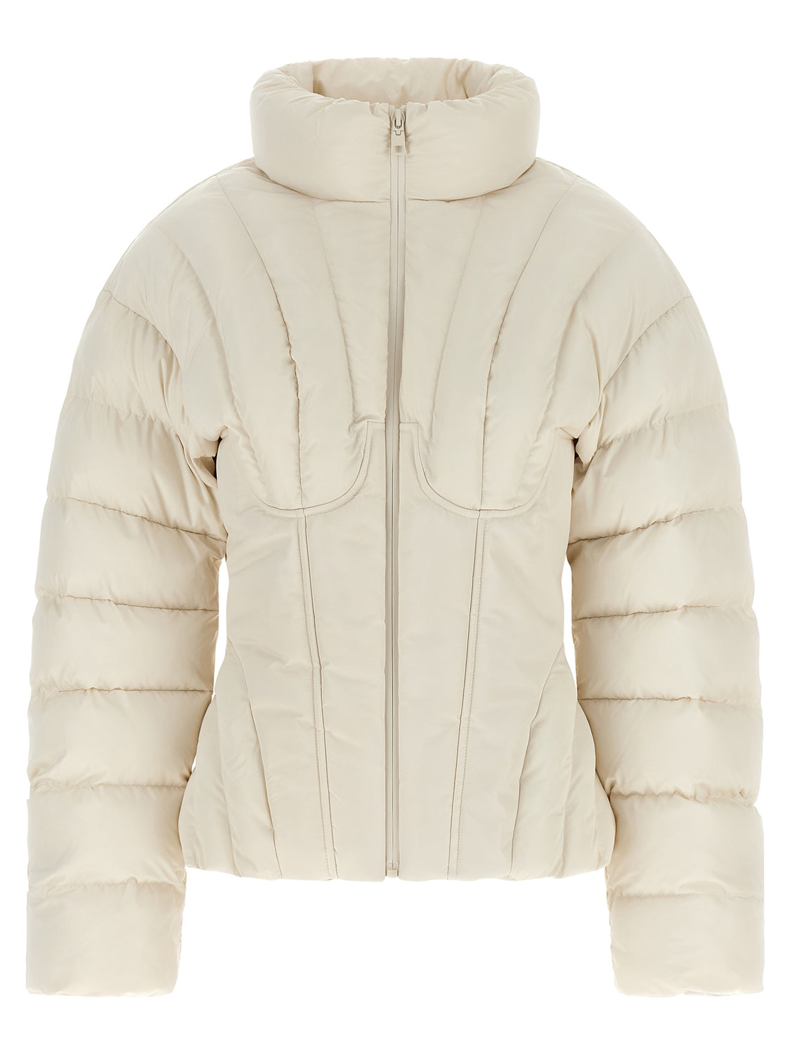 White Polyester Full-Length Jacket