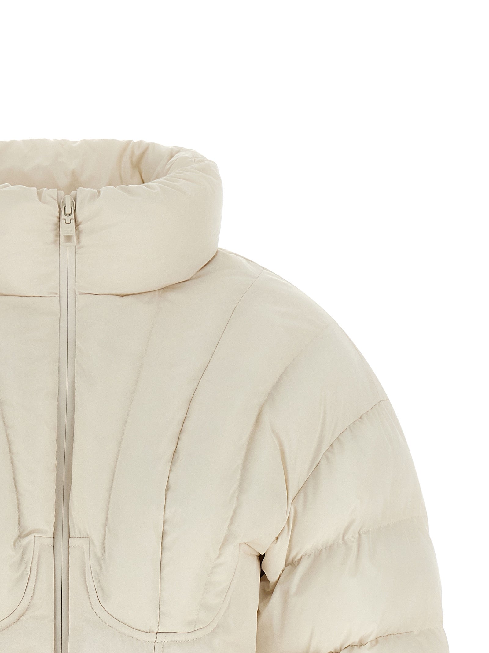 White Polyester Full-Length Jacket