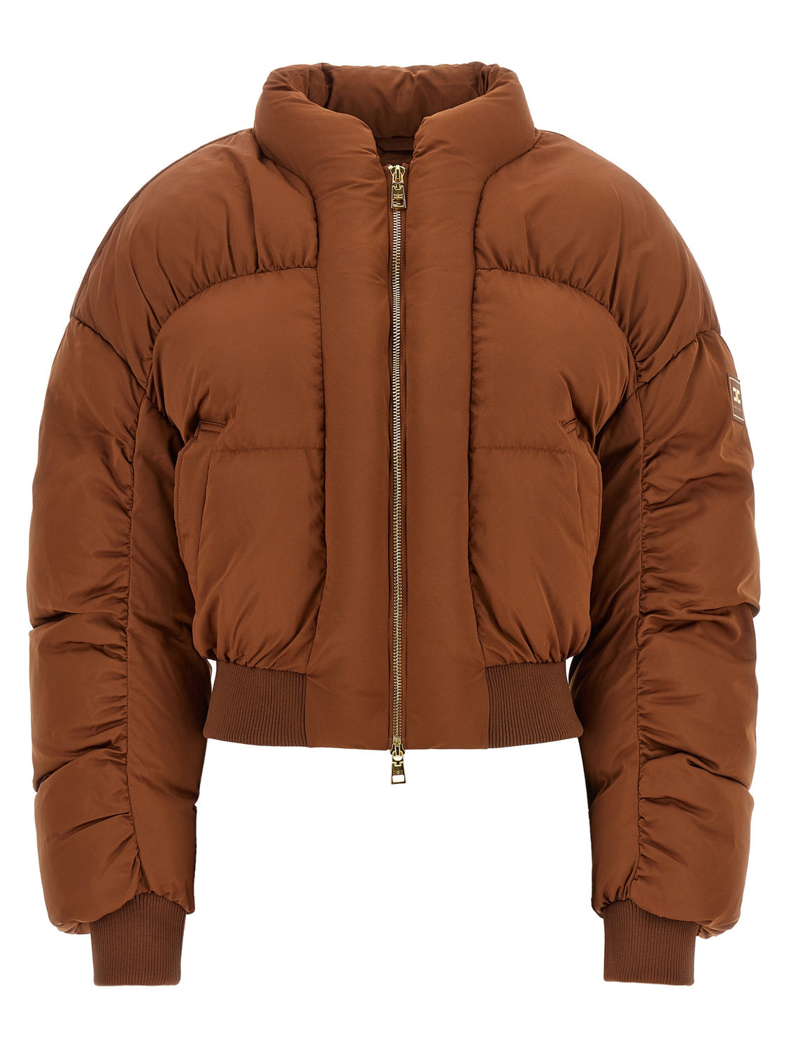 Brown Polyester Full-Length Jacket