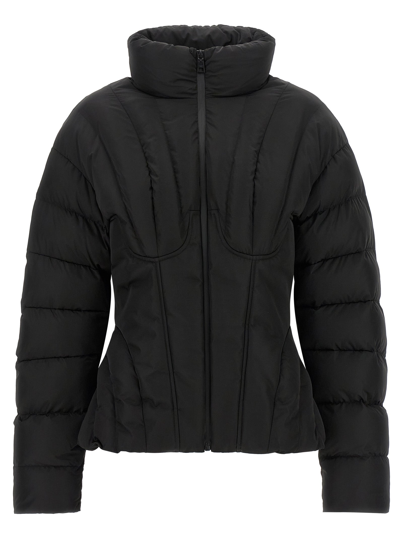 Black Polyester Full-Length Jacket