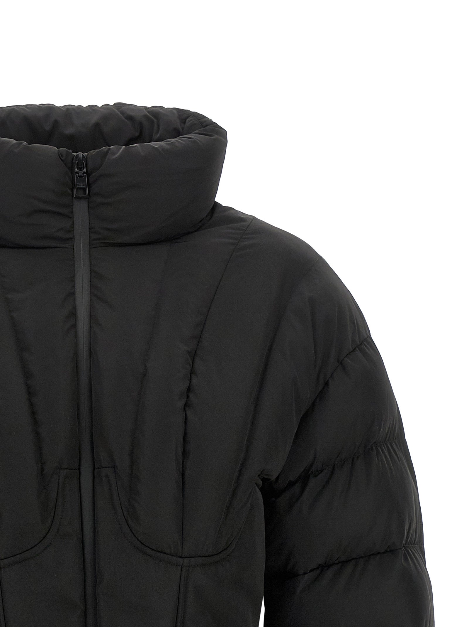 Black Polyester Full-Length Jacket