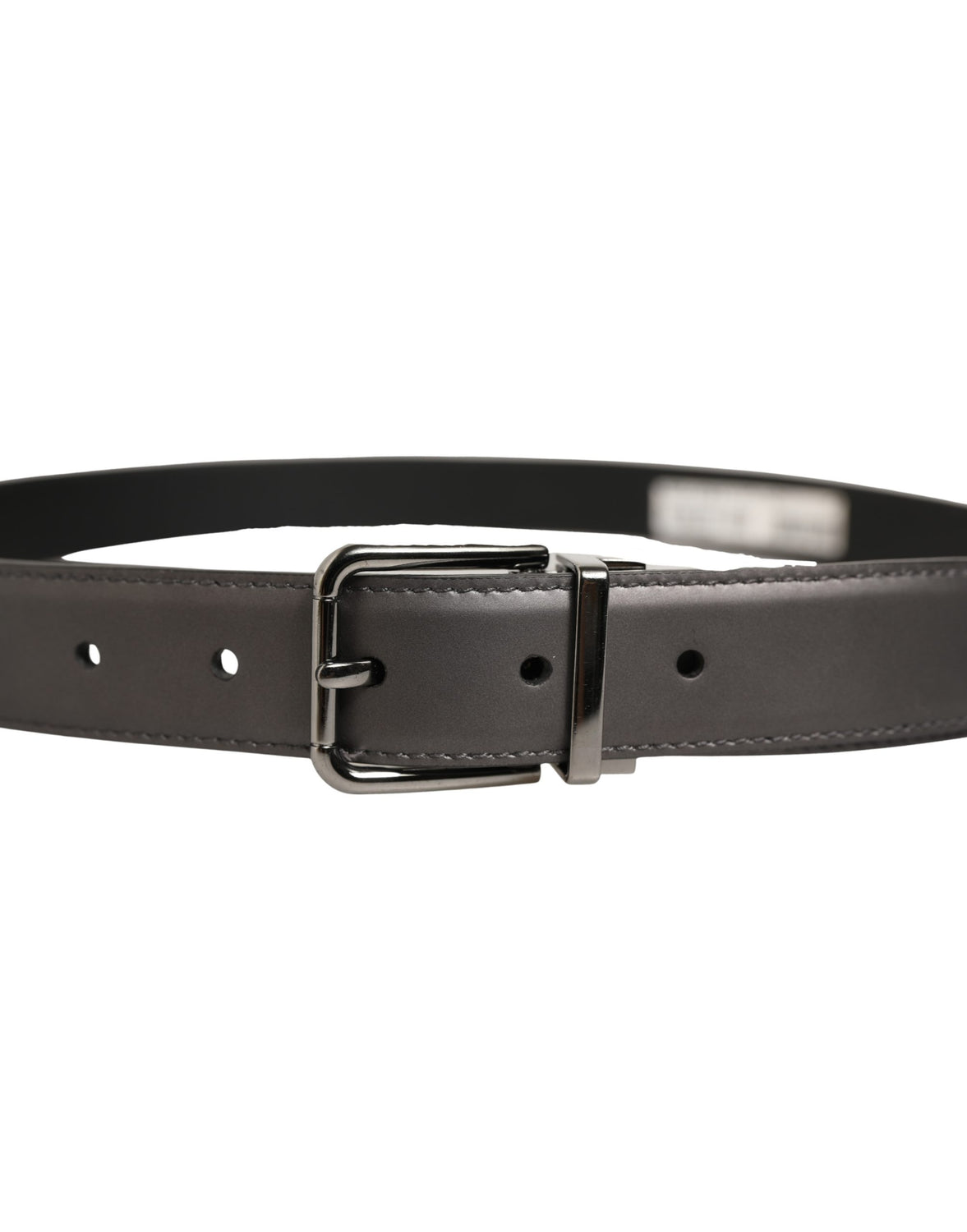Dark Gray Leather Metal Buckle Classic Belt
