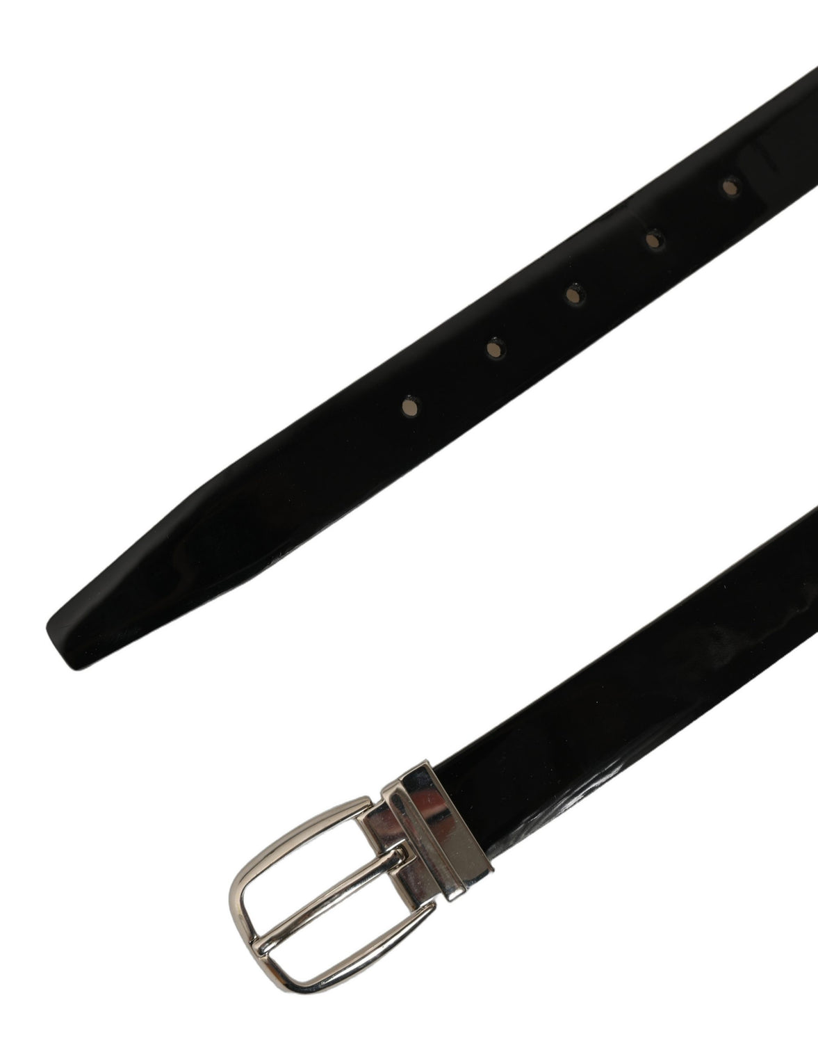 Black Classic Leather Silver Tone Buckle Belt