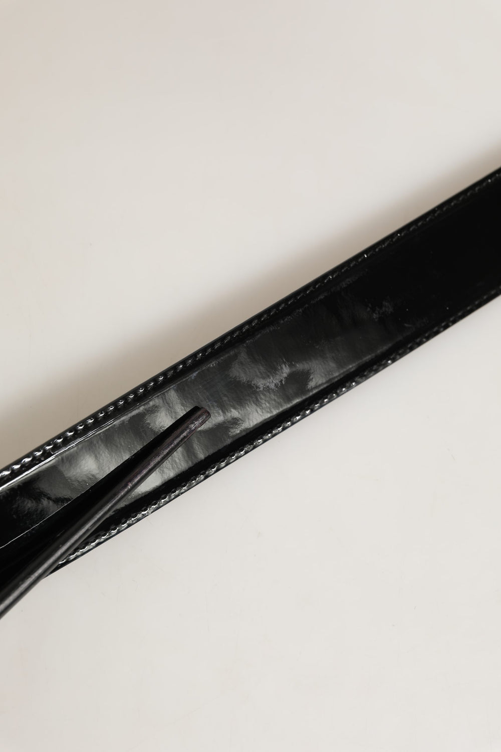 Black Patent Leather Silver Metal Buckle Belt