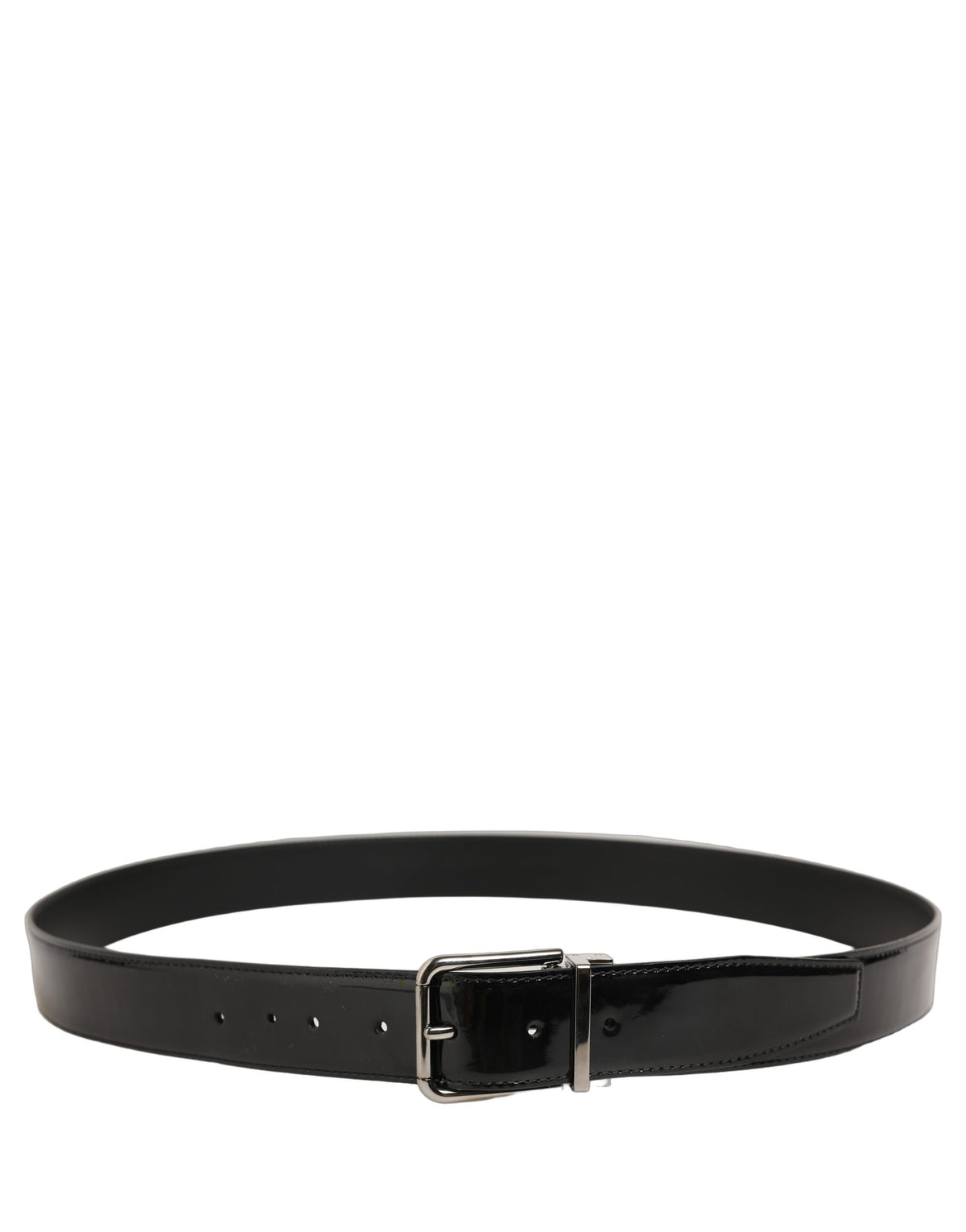 Black Patent Leather Silver Metal Buckle Belt