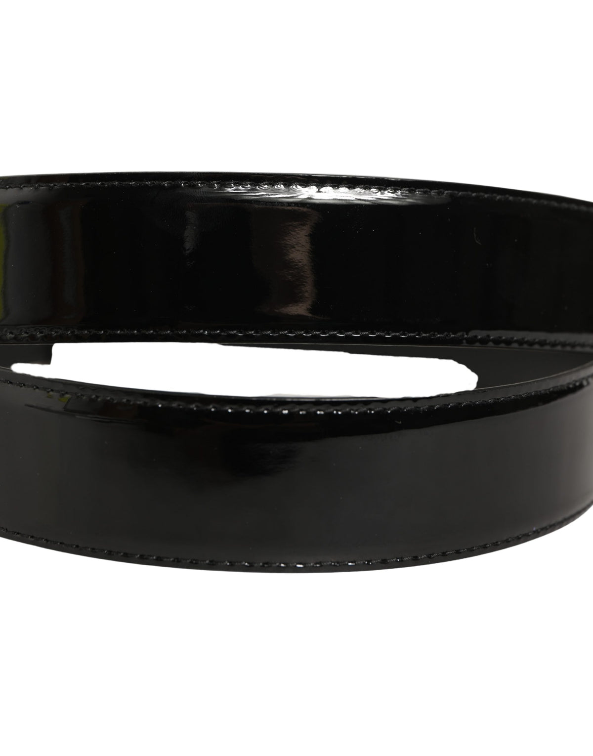 Black Patent Leather Silver Metal Buckle Belt