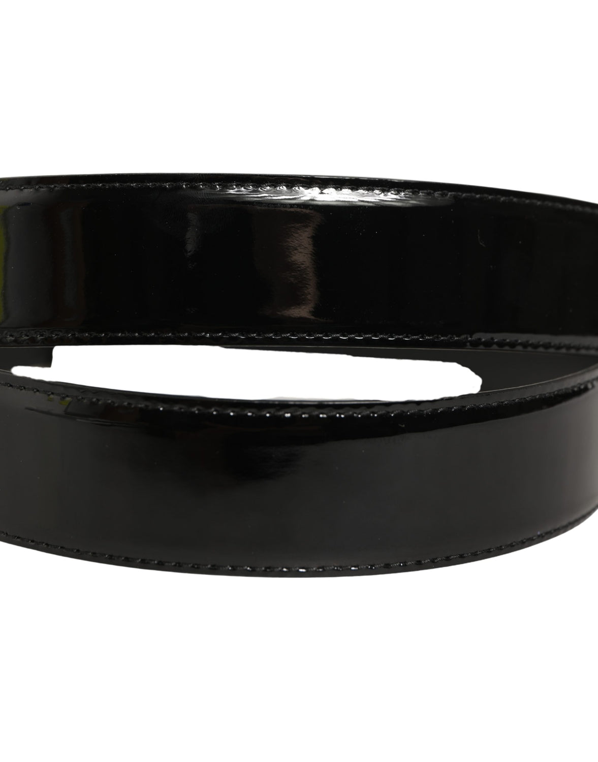 Black Patent Leather Silver Metal Buckle Belt