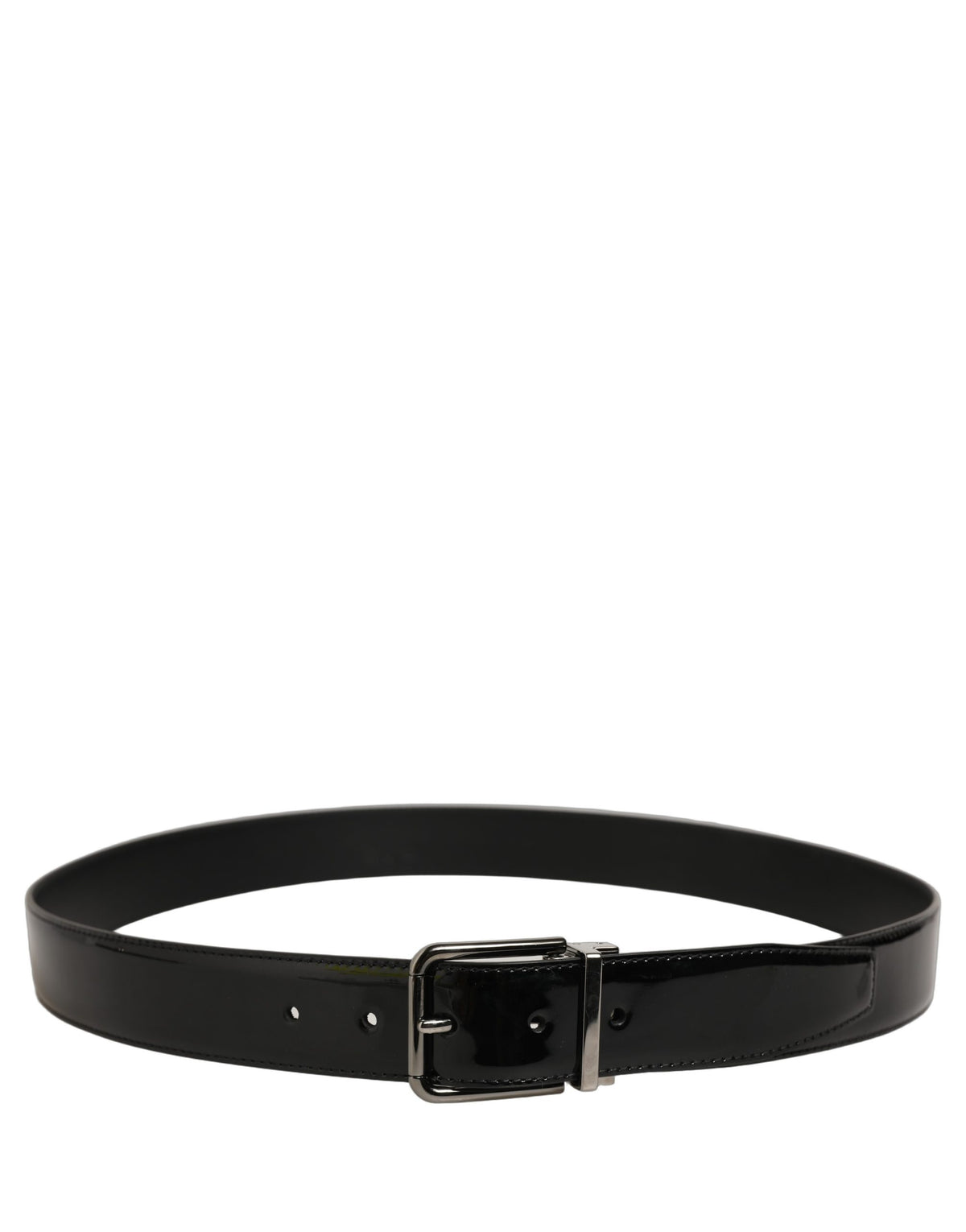Black Patent Leather Silver Metal Buckle Belt