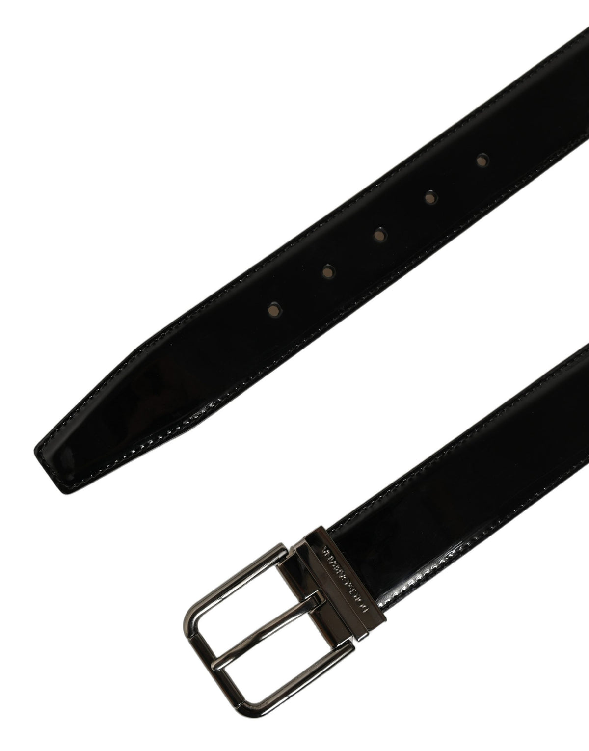 Black Patent Leather Silver Metal Buckle Belt