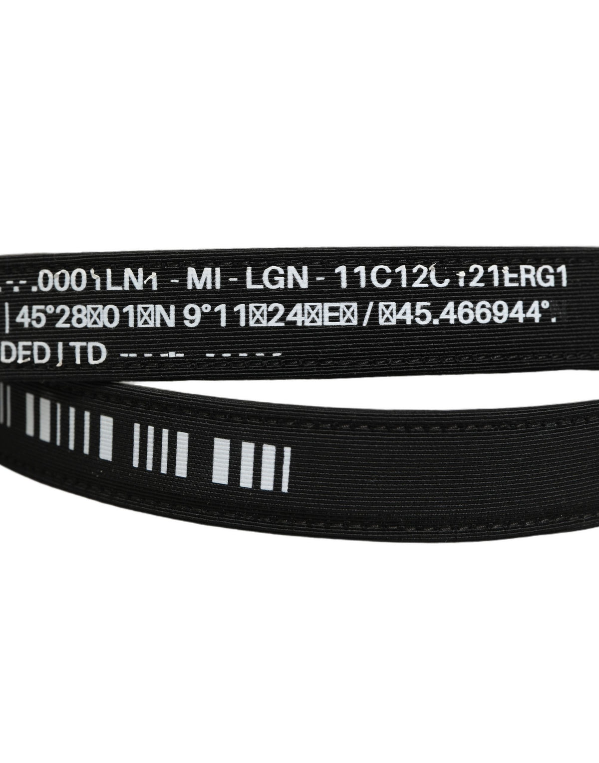Black Fabric Leather Barcode Silver Buckle Belt