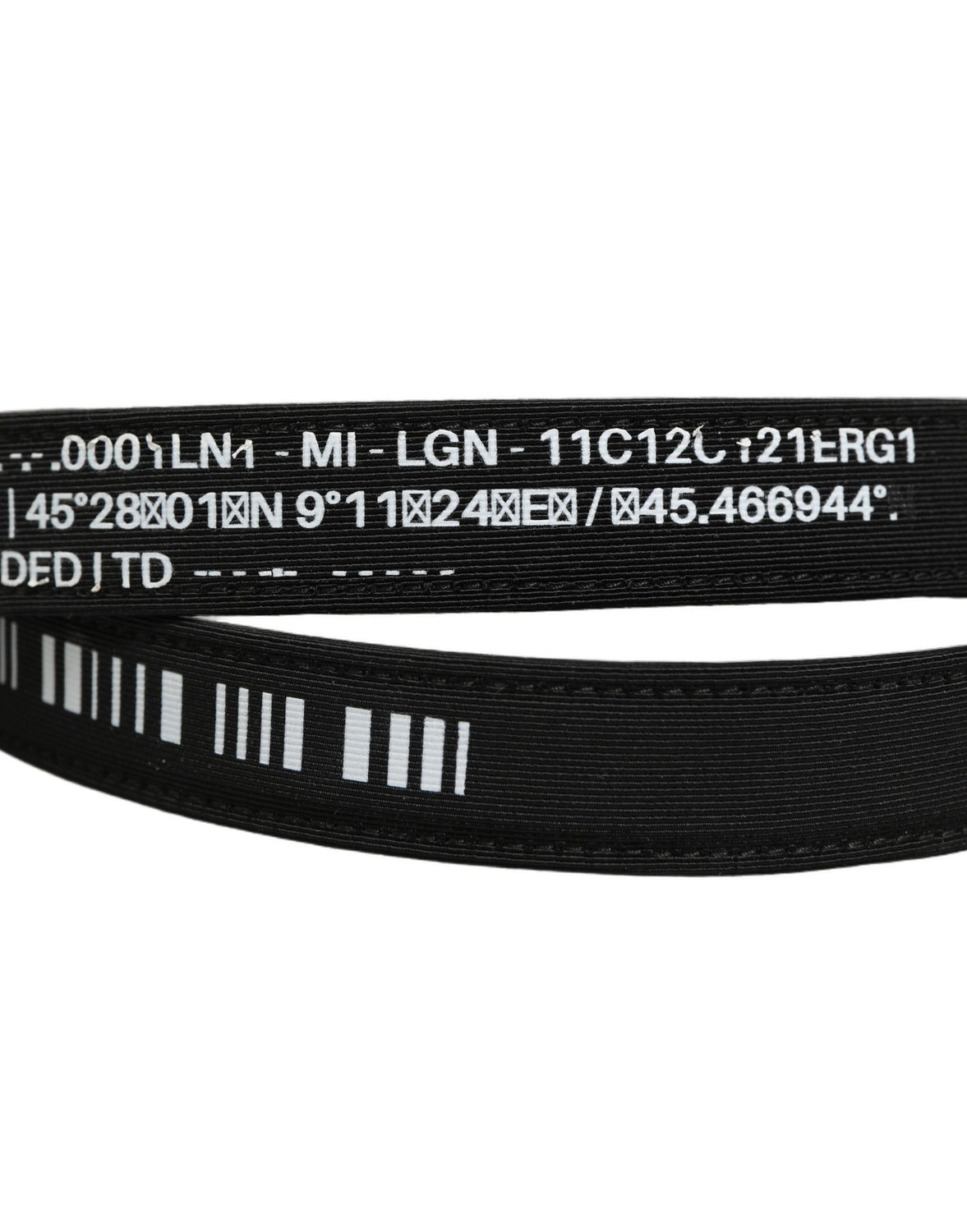 Black Fabric Leather Barcode Silver Buckle Belt