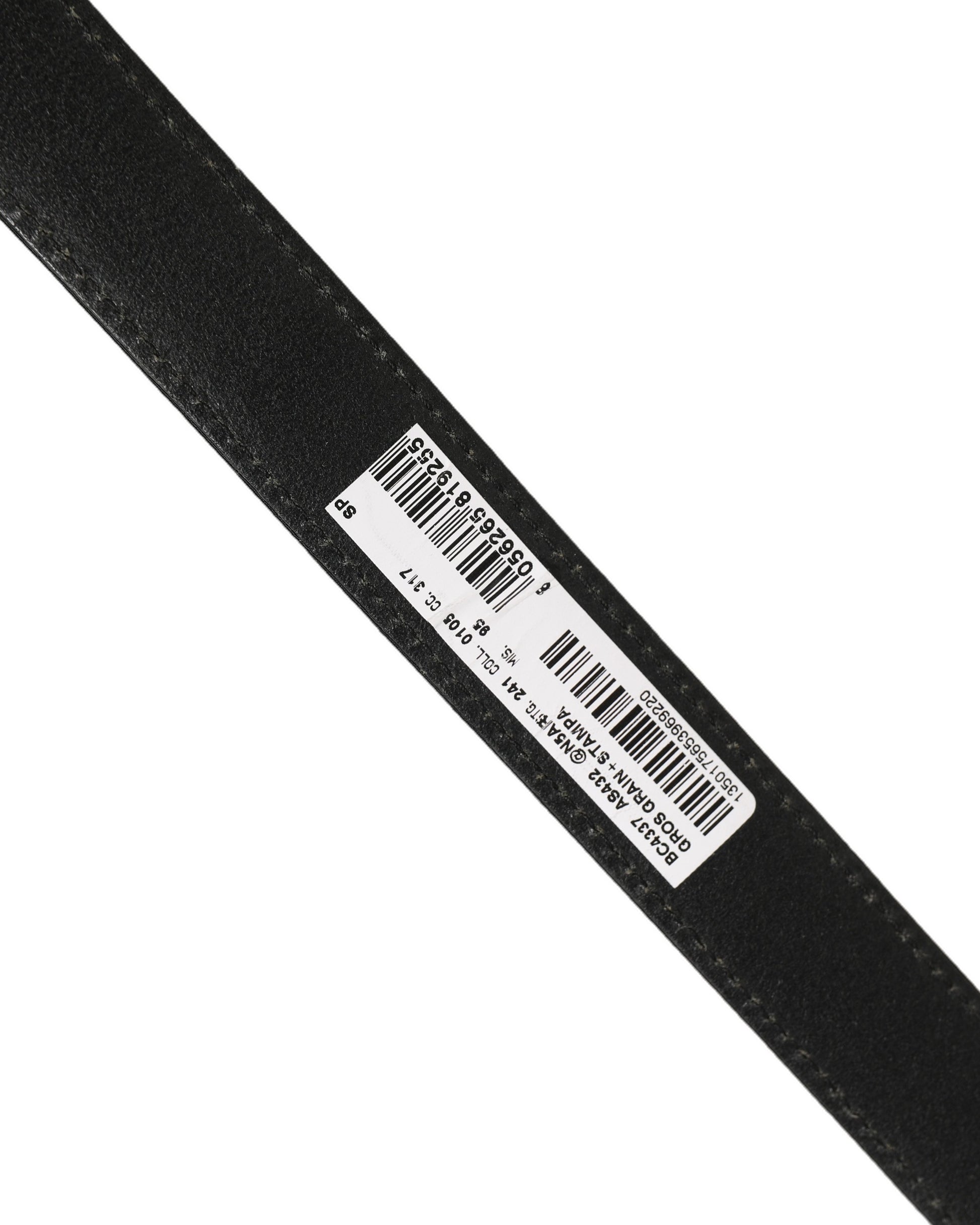 Black Fabric Leather Barcode Silver Buckle Belt