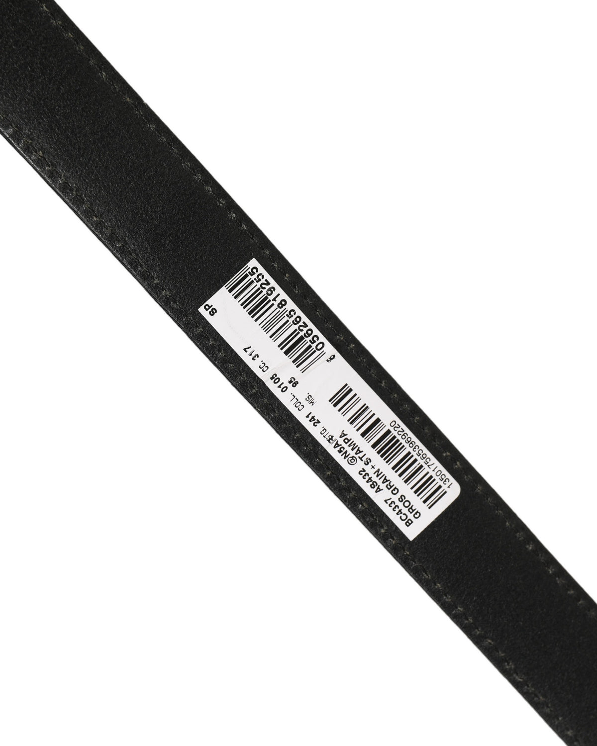Black Fabric Leather Barcode Silver Buckle Belt