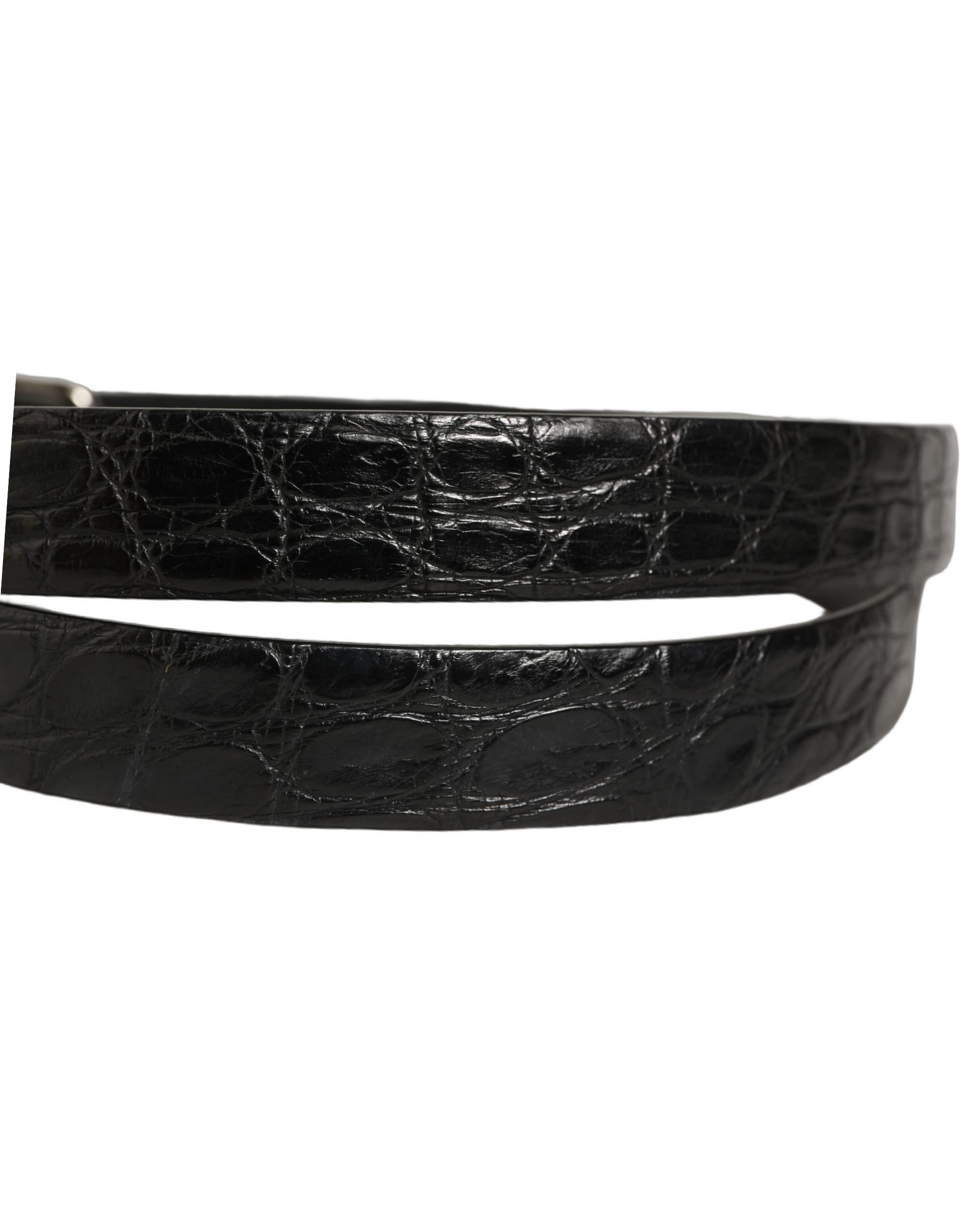 Black Leather Silver Metal Buckle Men Belt