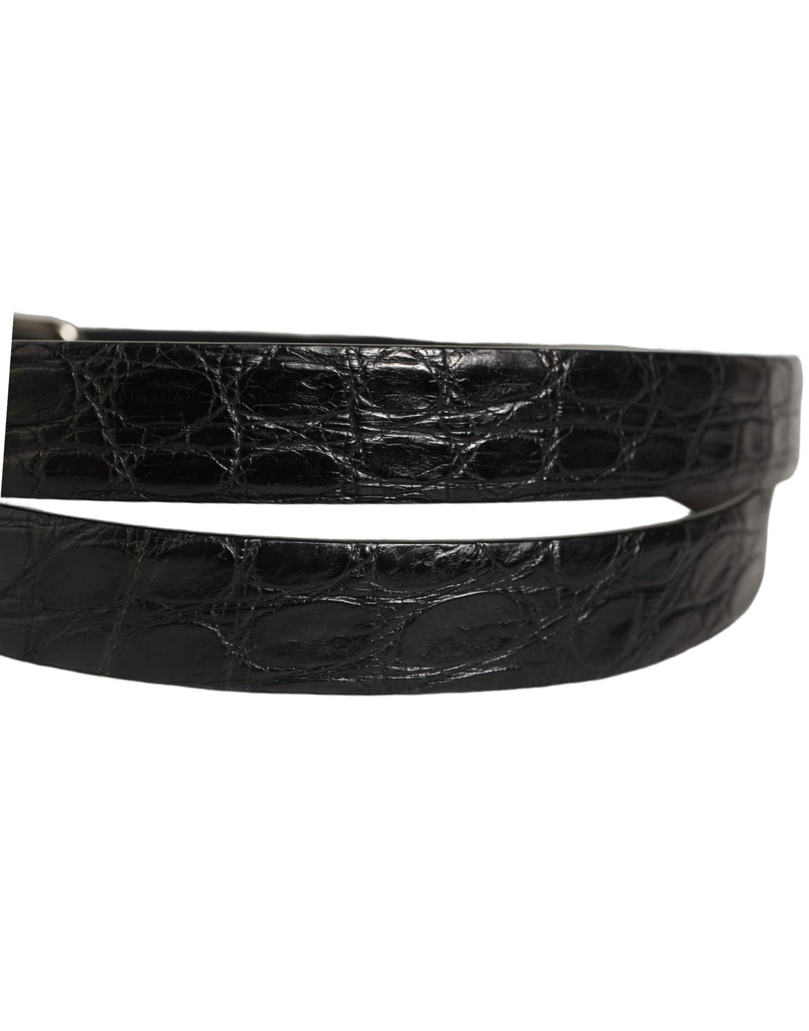 Black Leather Silver Metal Buckle Men Belt