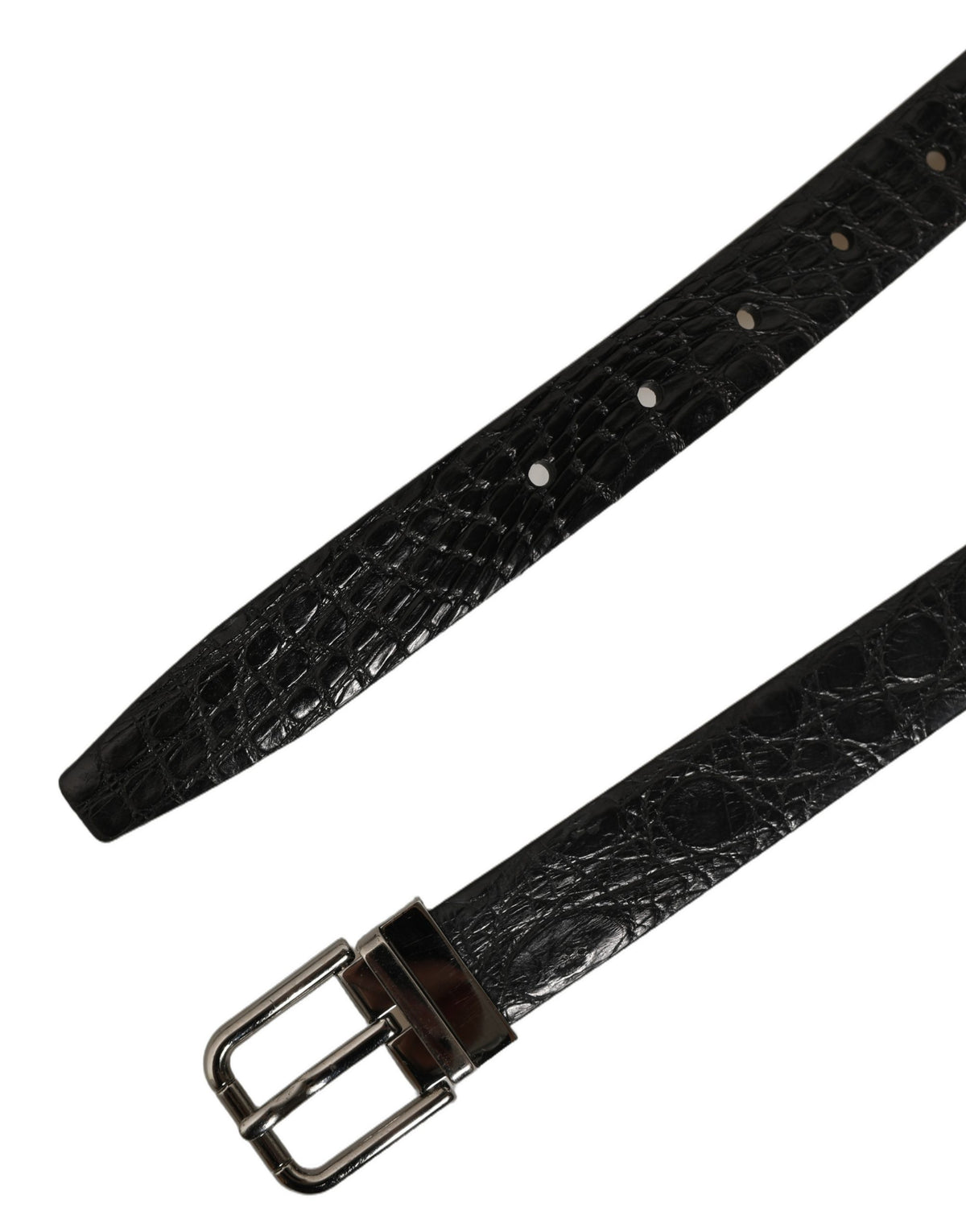 Black Leather Silver Metal Buckle Men Belt