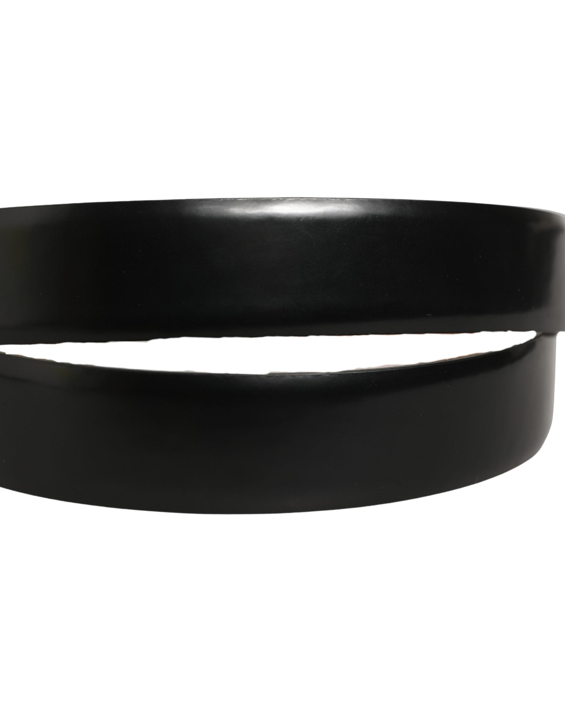 Black Calf Leather Silver Metal Buckle Belt