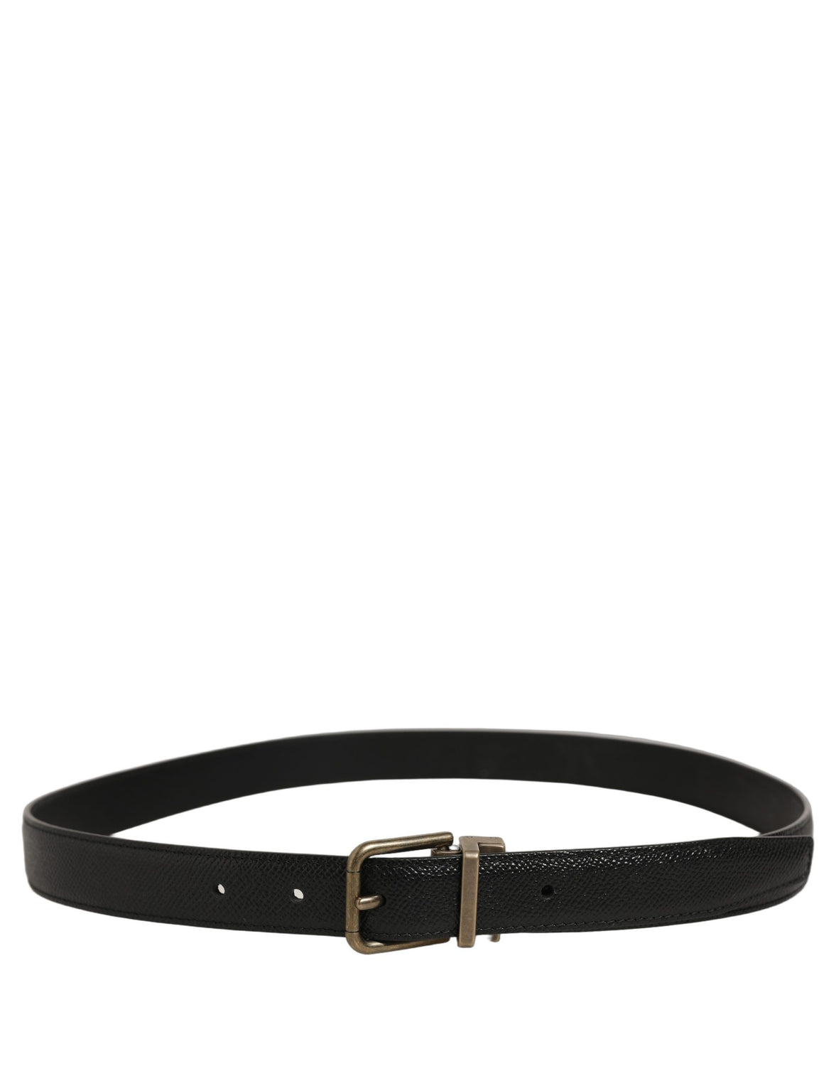 Men Black Calf Leather Gold Metal Buckle Belt