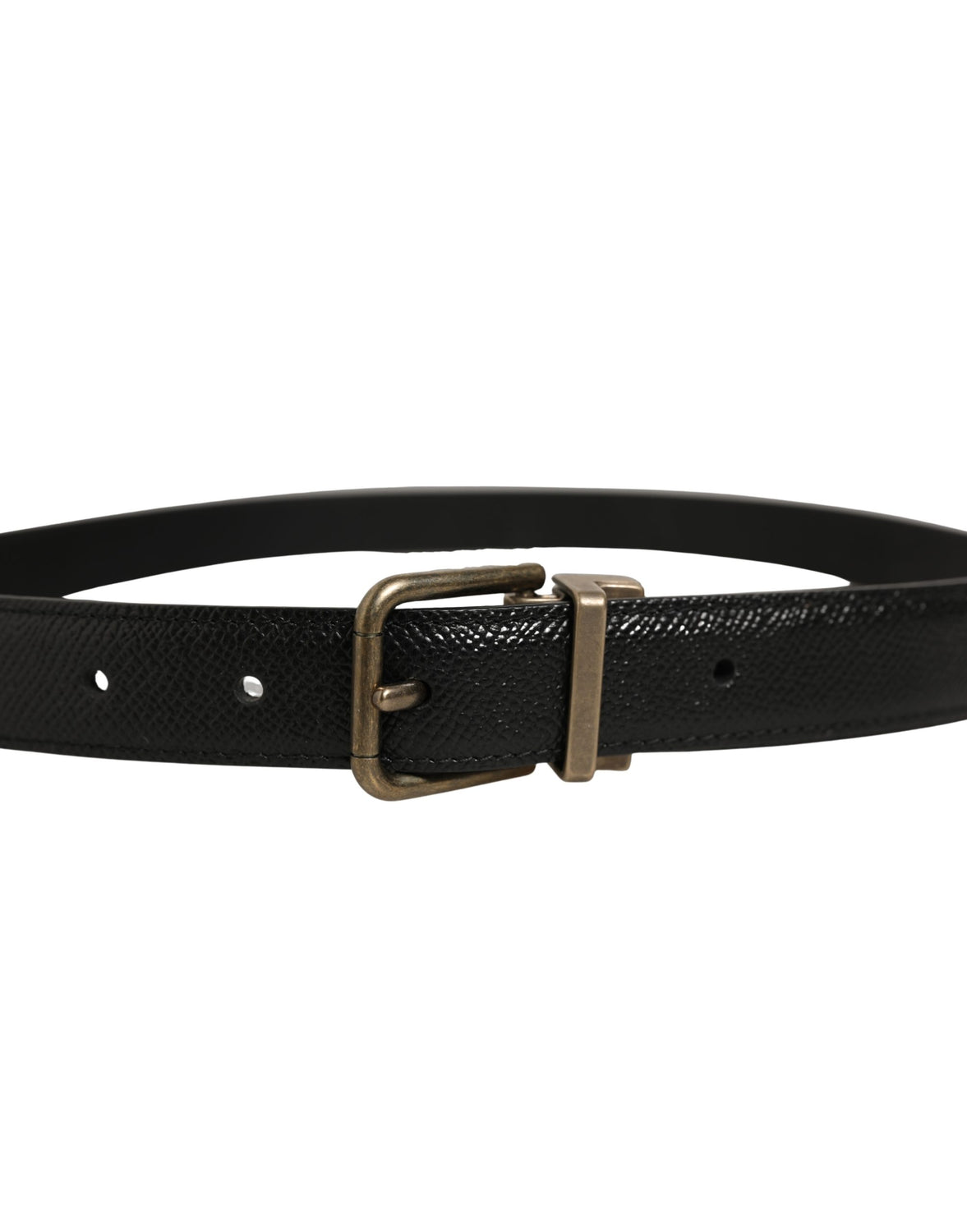 Men Black Calf Leather Gold Metal Buckle Belt