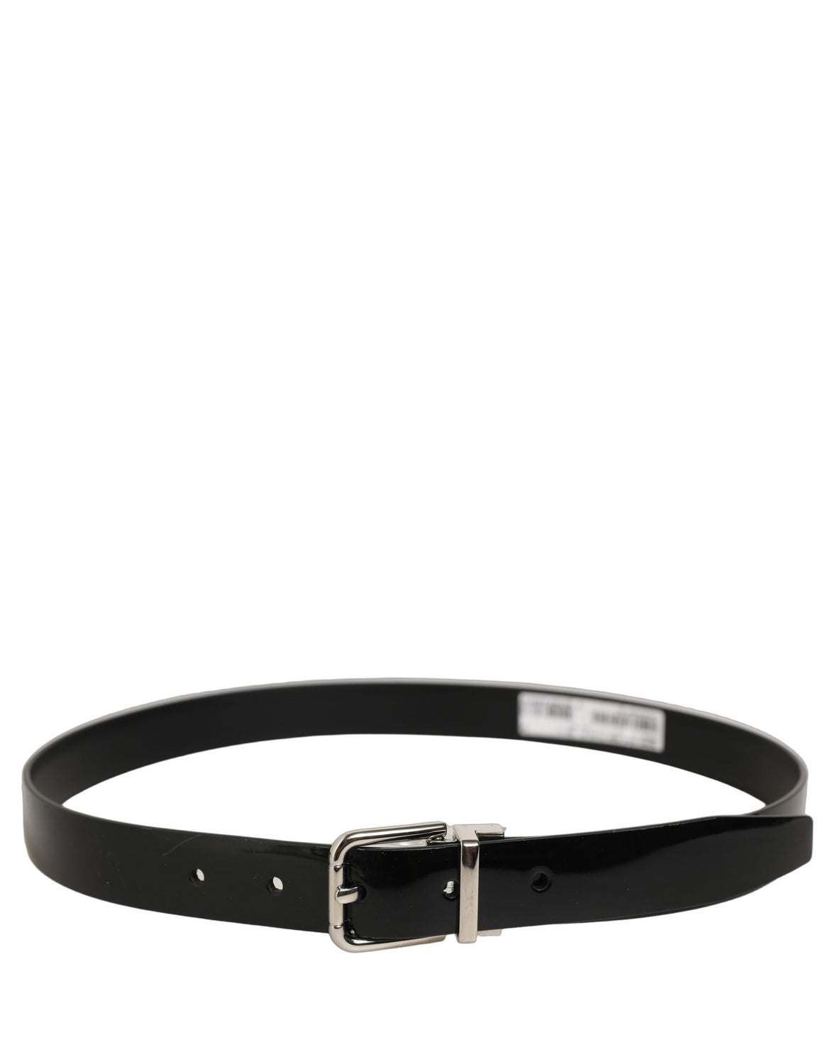 Black Classic Leather Silver Tone Buckle Belt