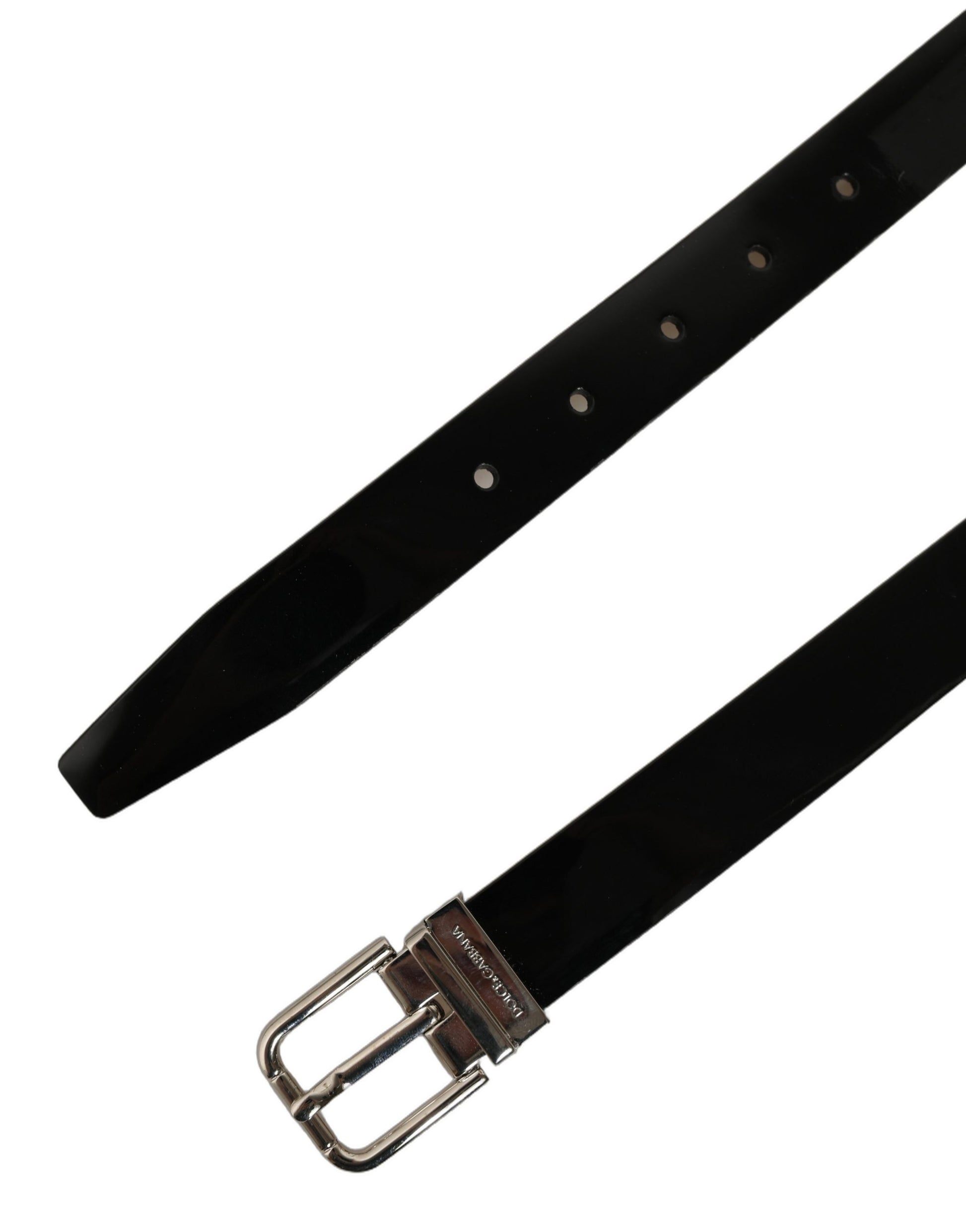 Black Classic Leather Silver Tone Buckle Belt