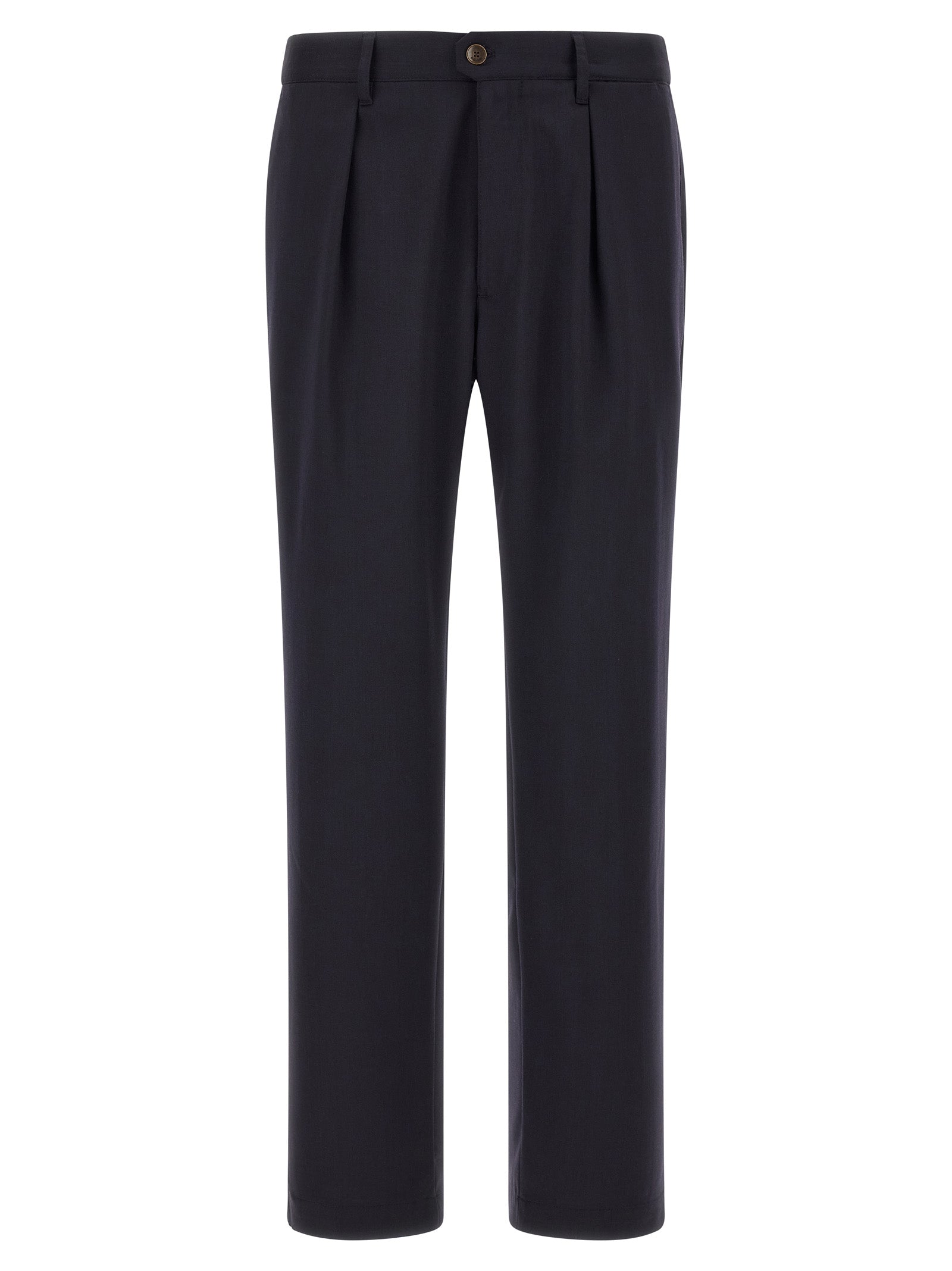 Blue Polyester Dress Pants