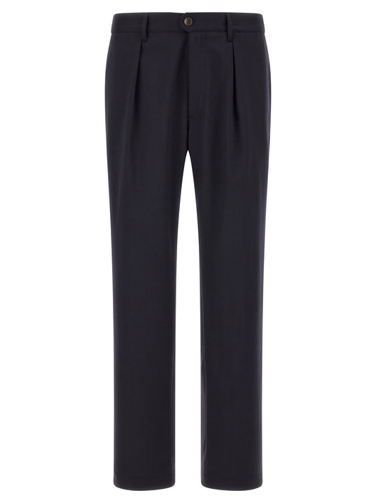 Blue Polyester Dress Pants