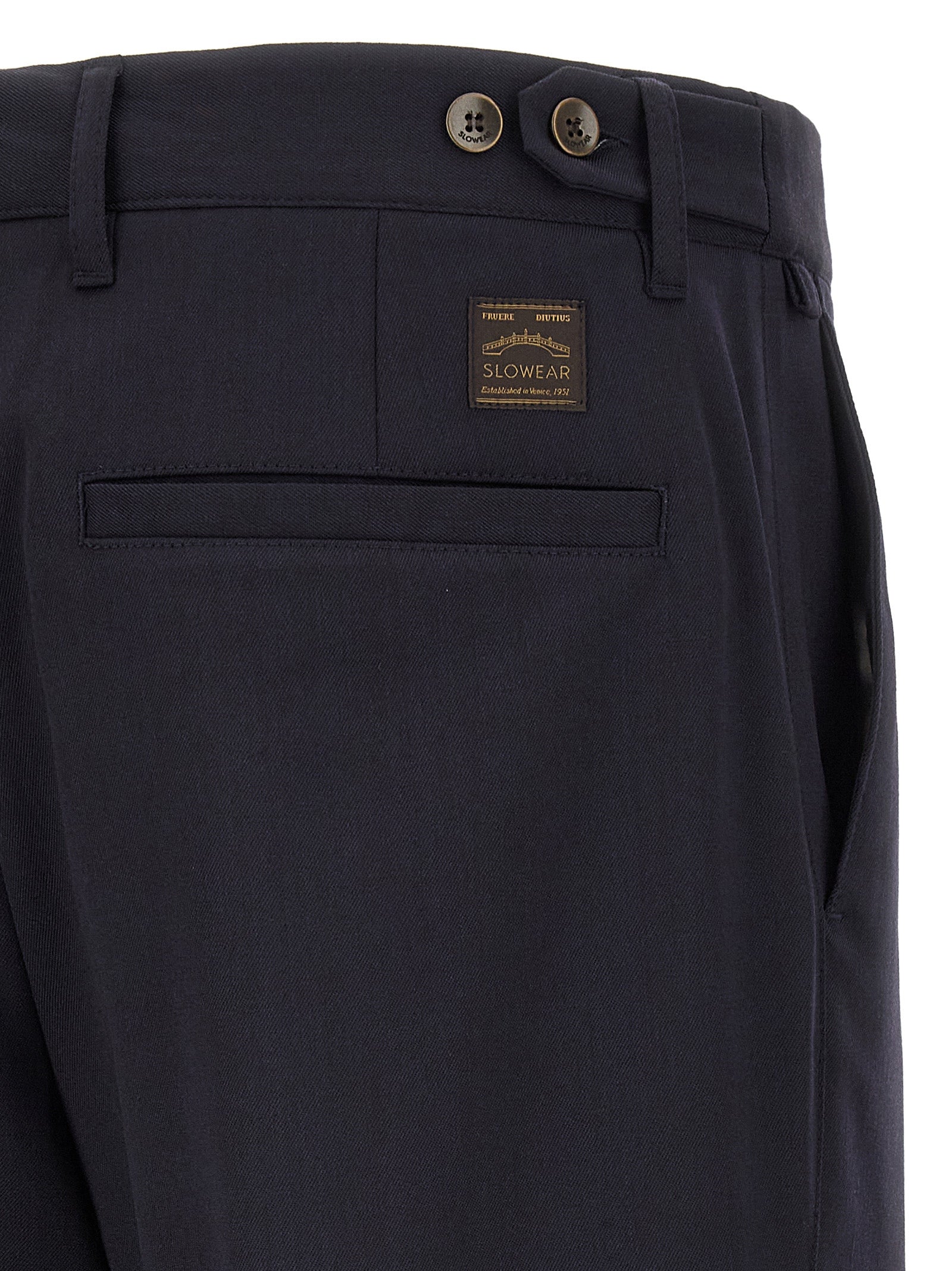 Blue Polyester Dress Pants