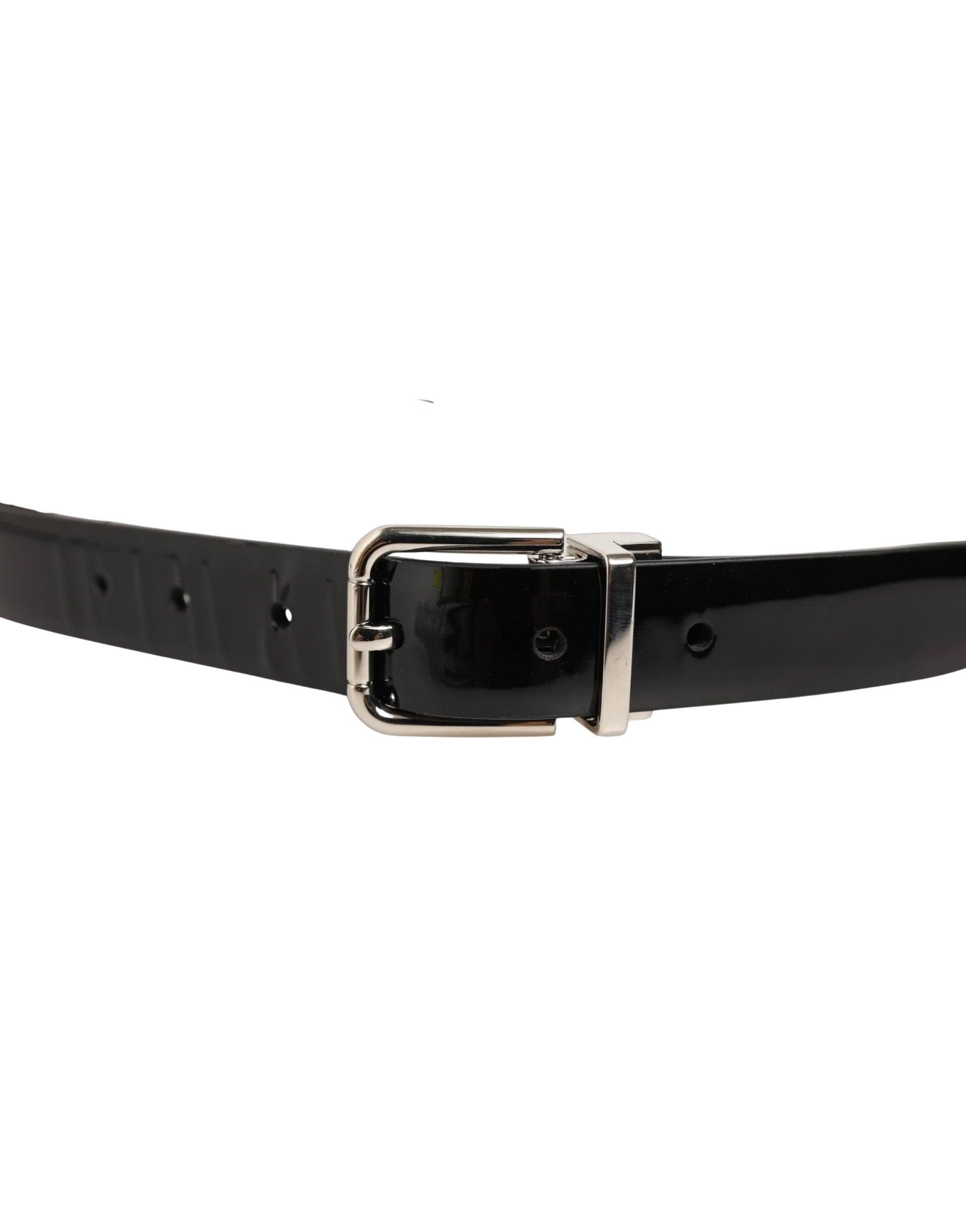Black Classic Leather Silver Tone Buckle Belt